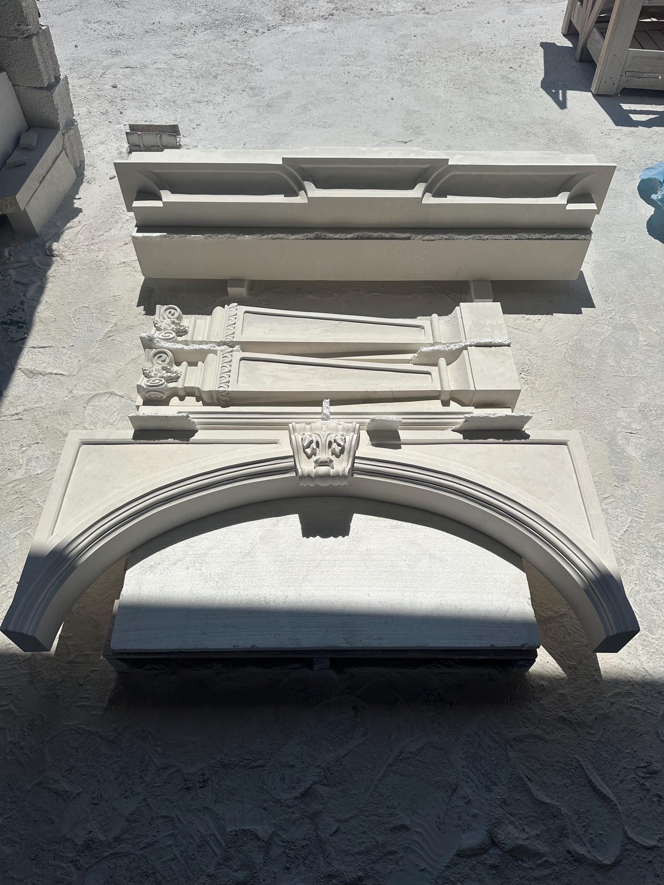 Handmade Limestone Fireplace Surround – French Style Carved Mantel – Customizable Natural Stone Architectural Piece