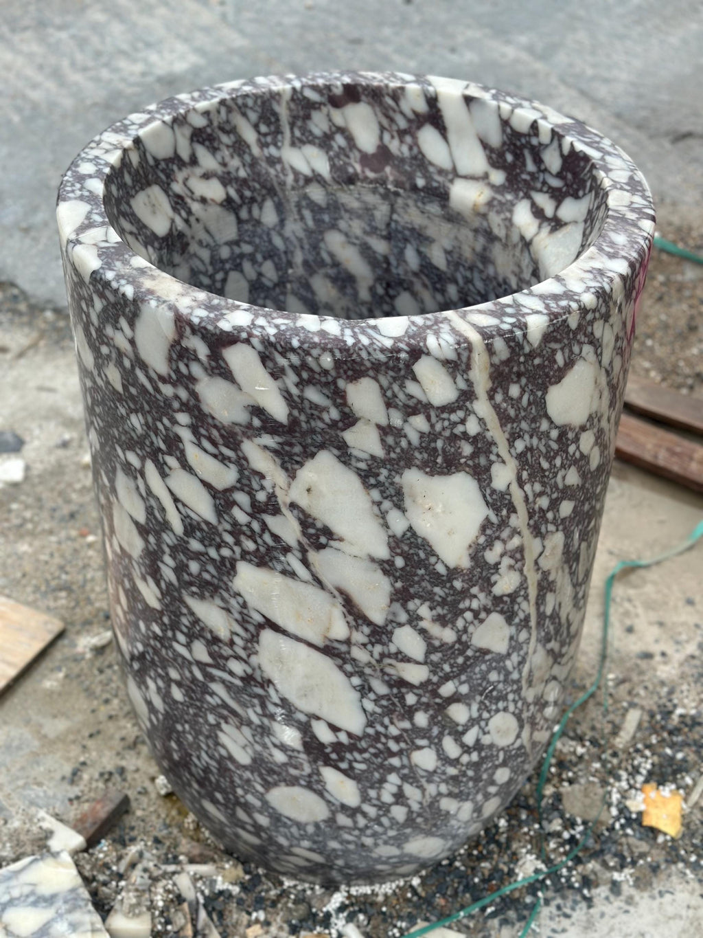 XLarge Calacatta Viola Marble Planter: Handmade Luxury Garden Vase