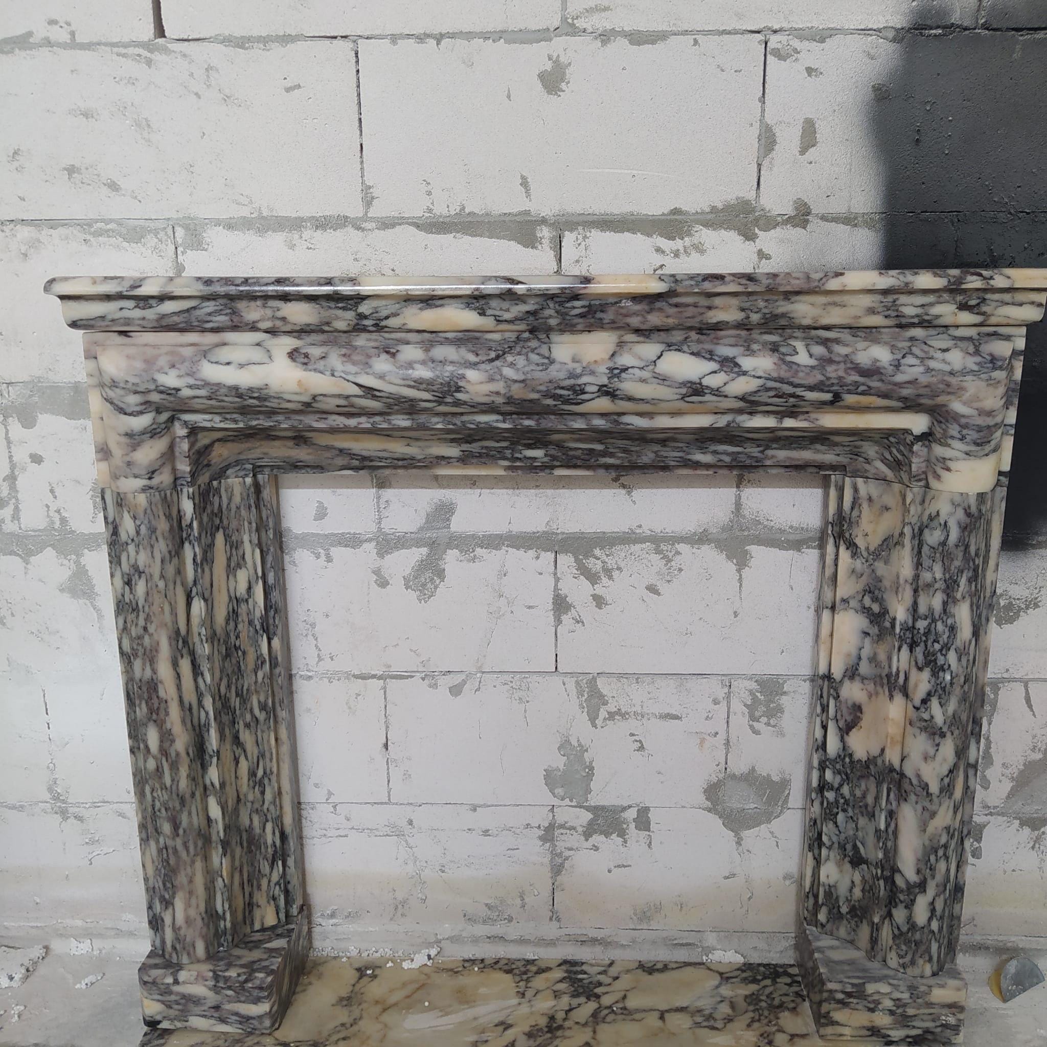 Hand Carved Calacatta Viola Marble Fireplace Mantel