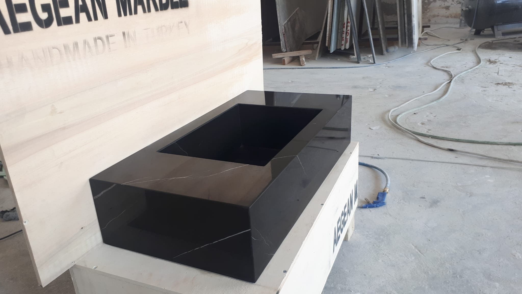 Nero Marquina Black Marble Sink: Customizable Wall Mount Washbasin