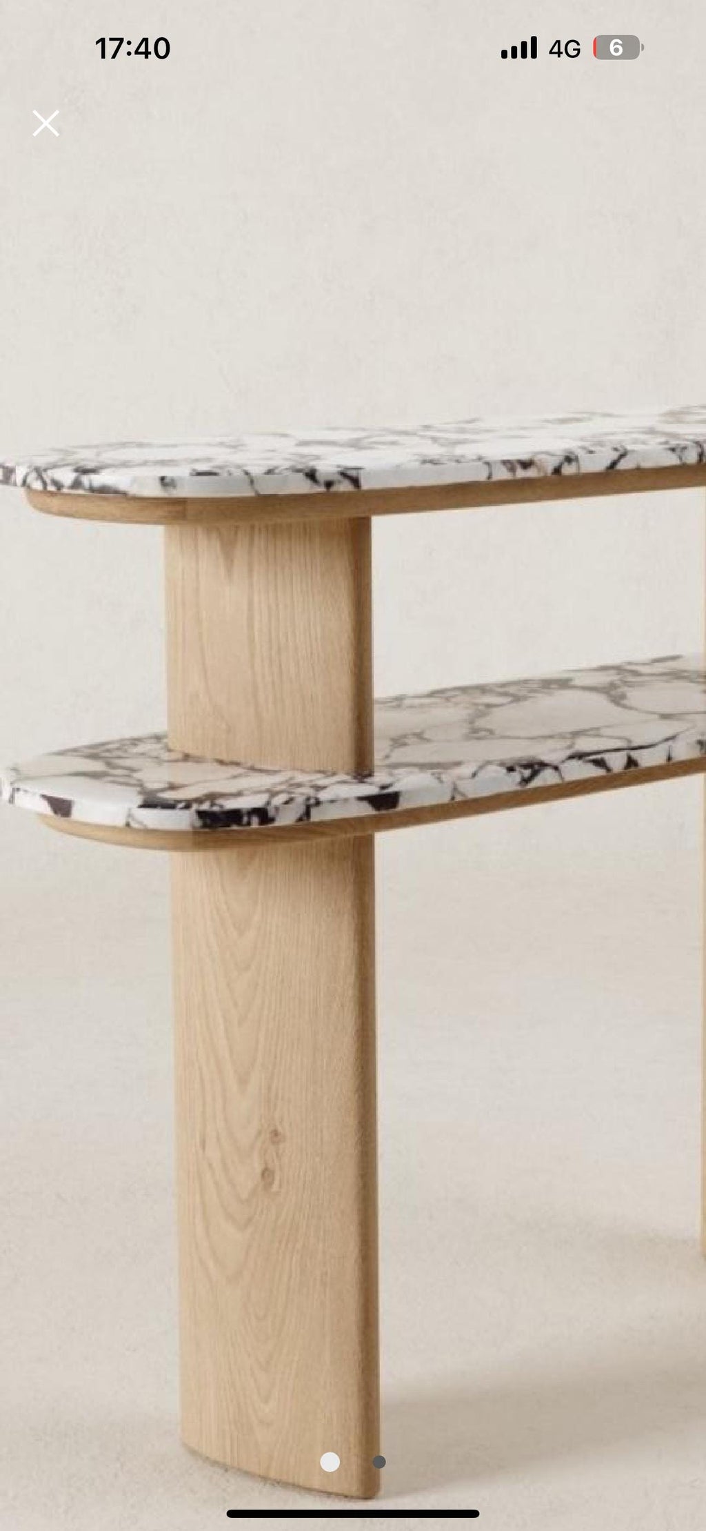 Handmade Calacatta Viola Marble & Oak Console Table - Modern Entryway Accent Shelf