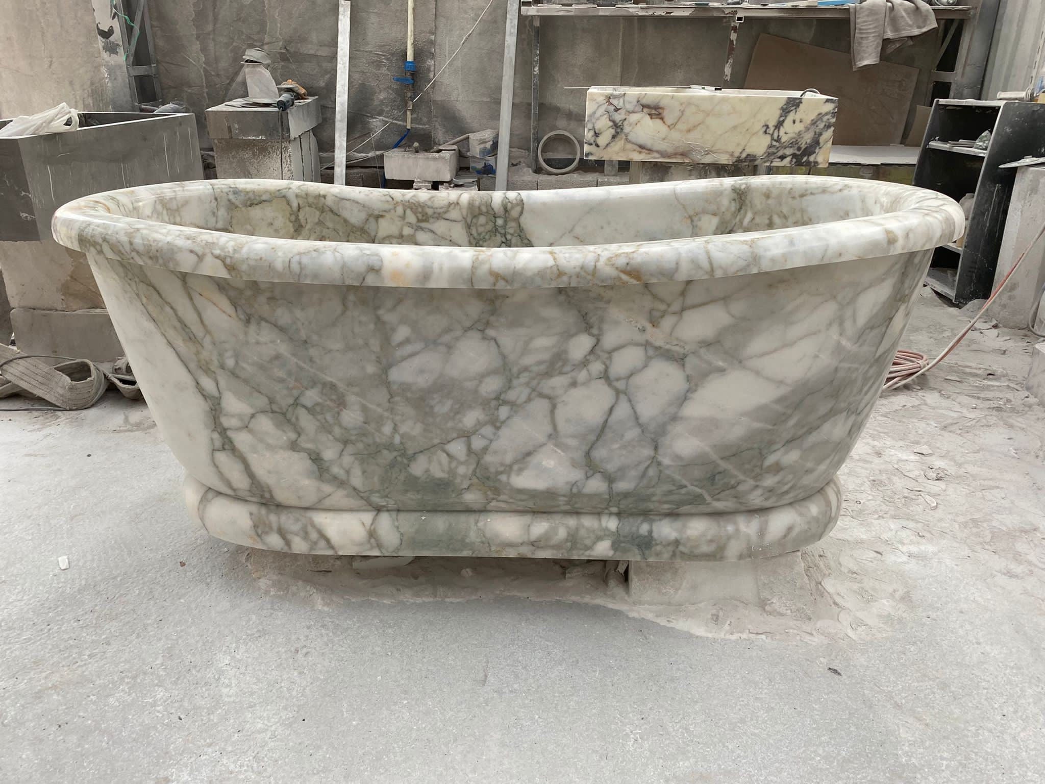 Calacatta Monet Marble Bathtub - 70” Handcrafted Stone Tub