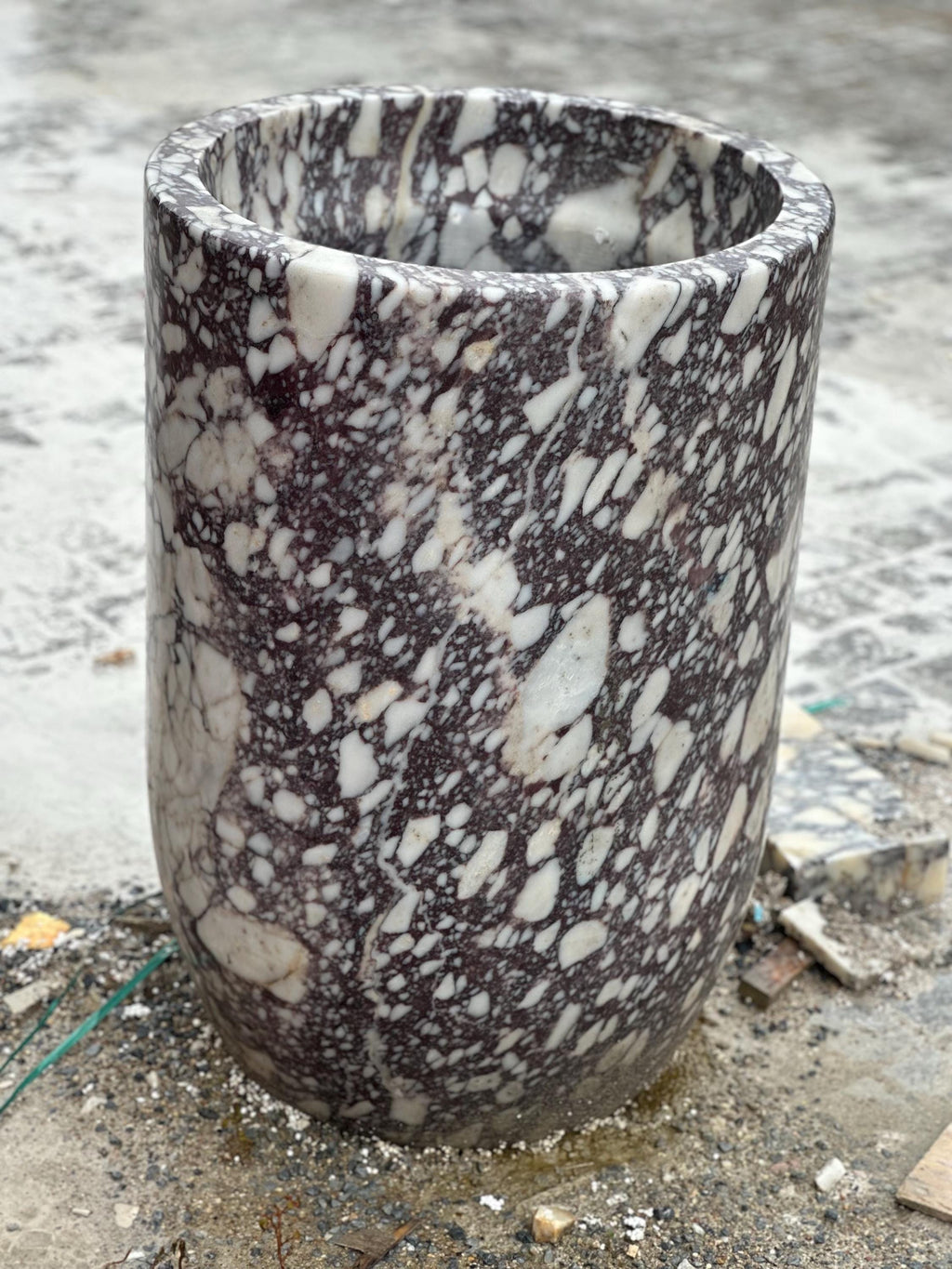 XLarge Calacatta Viola Marble Planter: Handmade Luxury Garden Vase