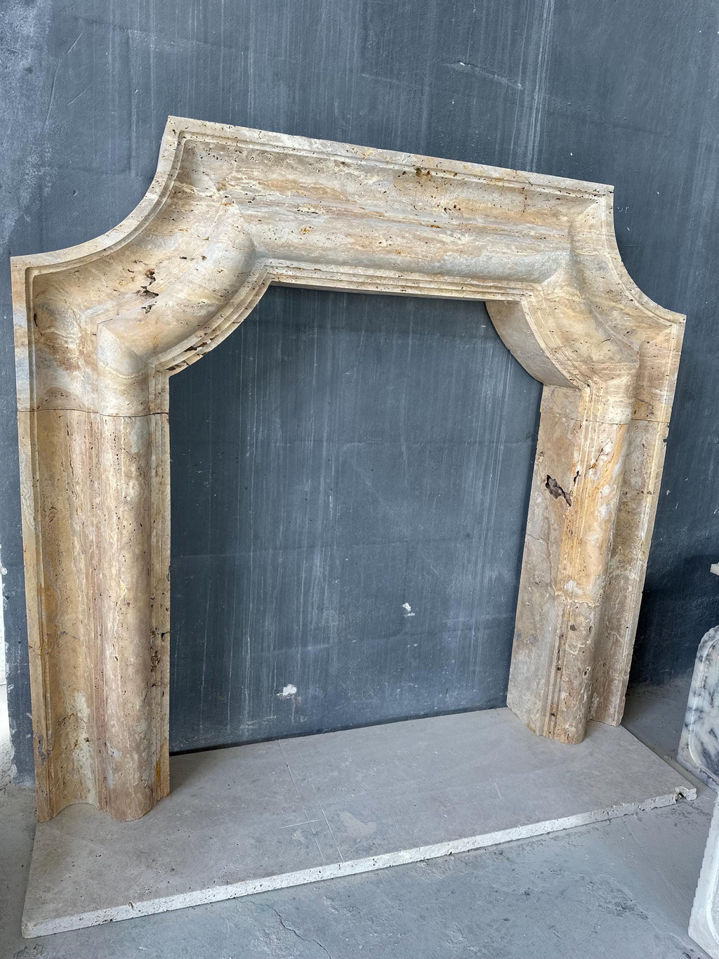 Fully Customizable, Handmade Travertine Fireplace Mantel: Natural Travertine Fireplace Surround