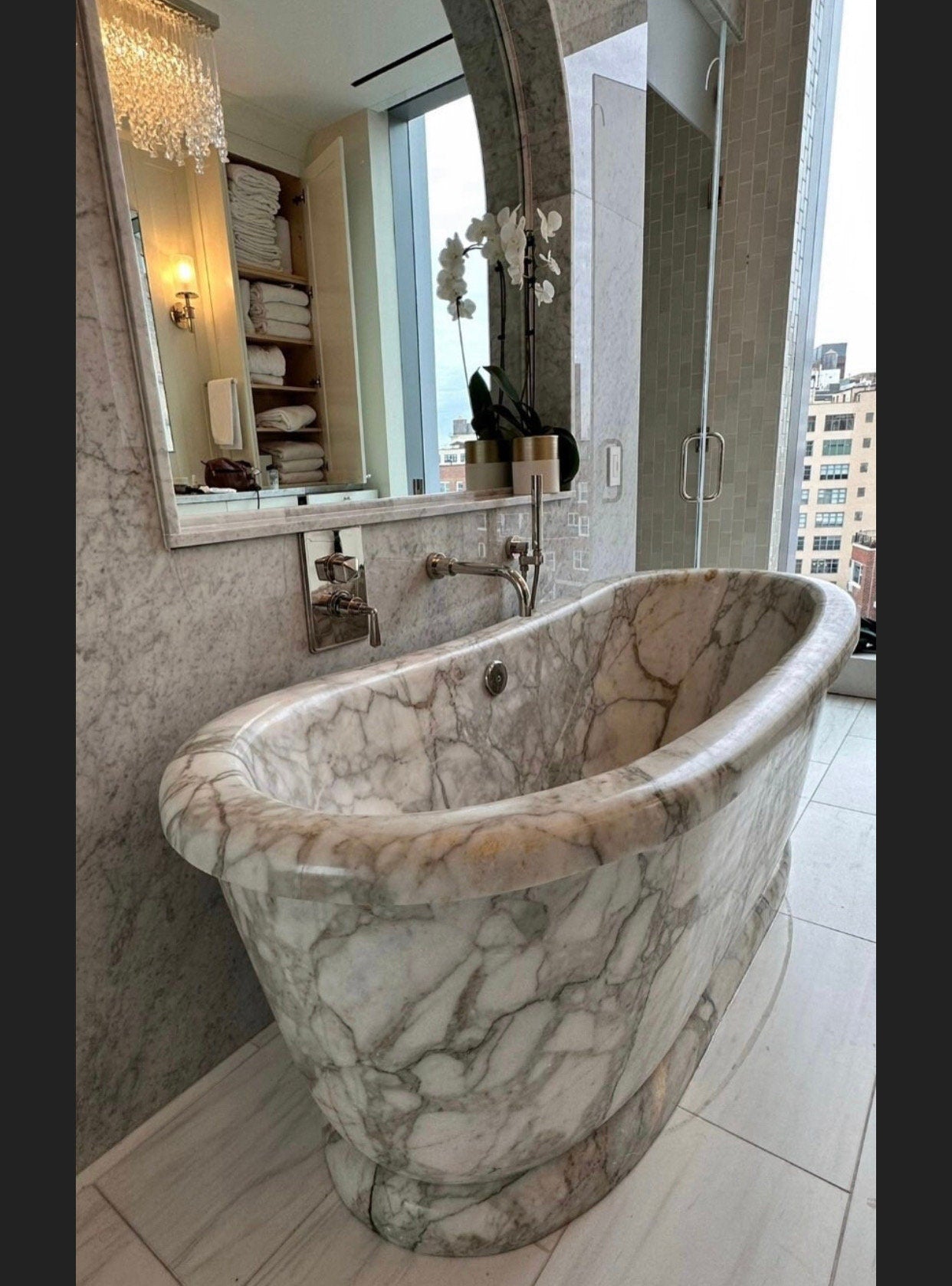 Calacatta Monet Marble Bathtub - 70” Handcrafted Stone Tub
