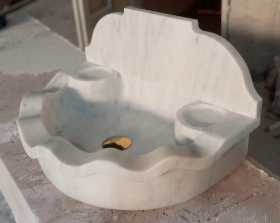 Hand-Carved White Marble Sink – French Farmhouse Style Bathroom Basin
