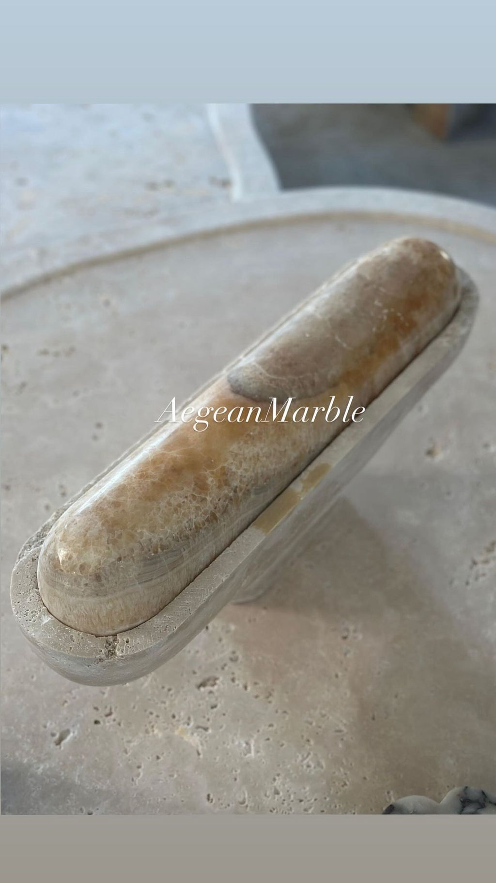 Handcarved Natural Stones,  Travertine with Onix Sconce, Modern Minimalist Design.