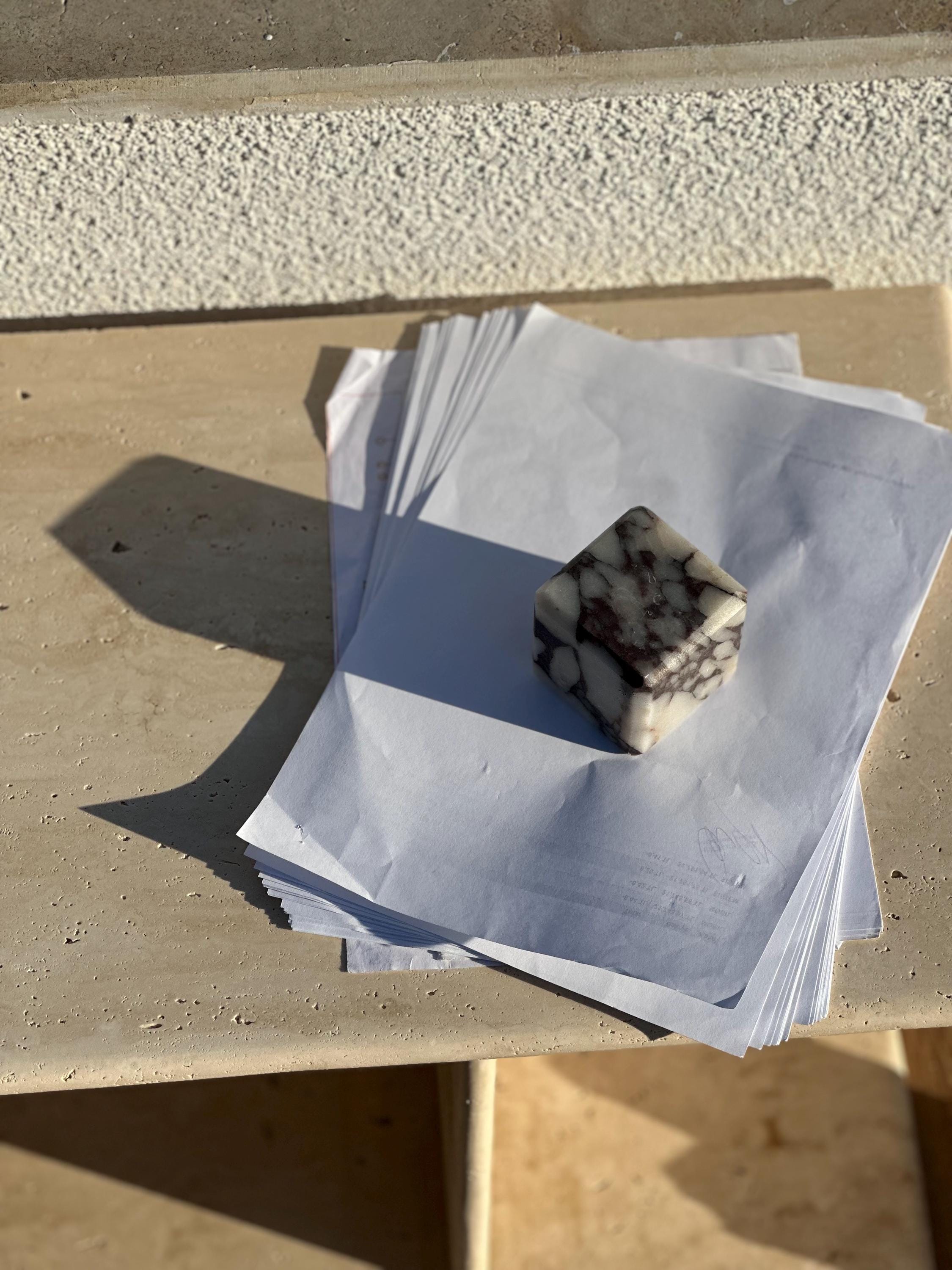Handcrafted Marble Bookend: Natural Stone Paperweight Door Stopper