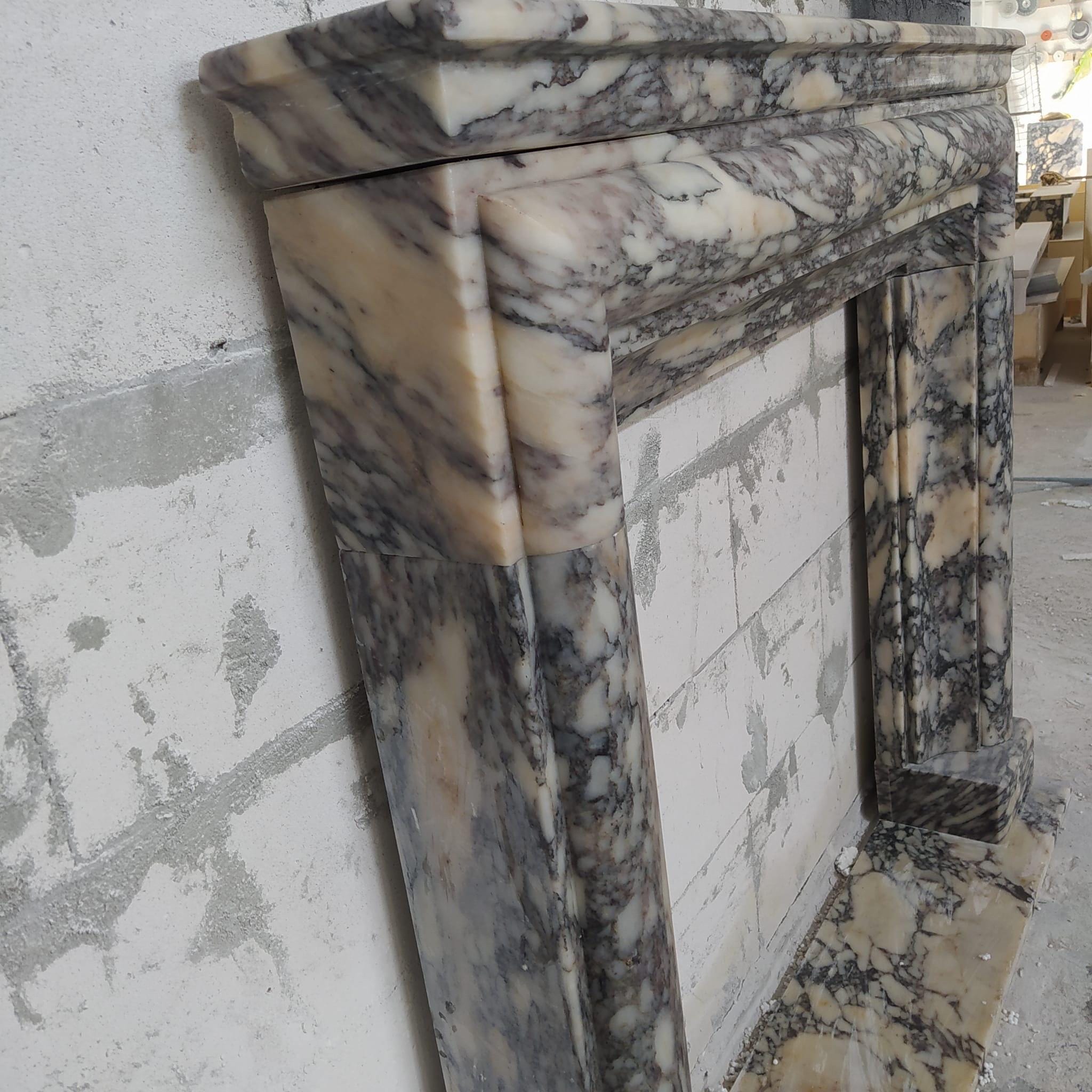 Hand Carved Calacatta Viola Marble Fireplace Mantel