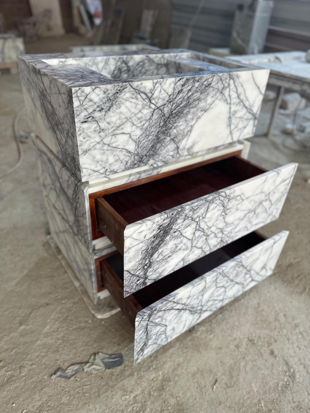 Handmade Lilac Marble Vanity Sink with Drawers