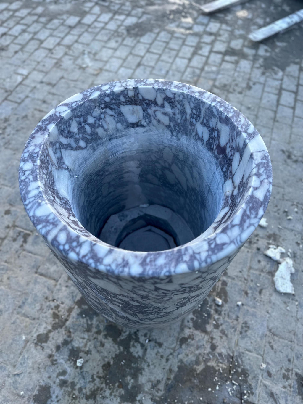 XLarge Calacatta Viola Marble Planter: Handmade Luxury Garden Vase