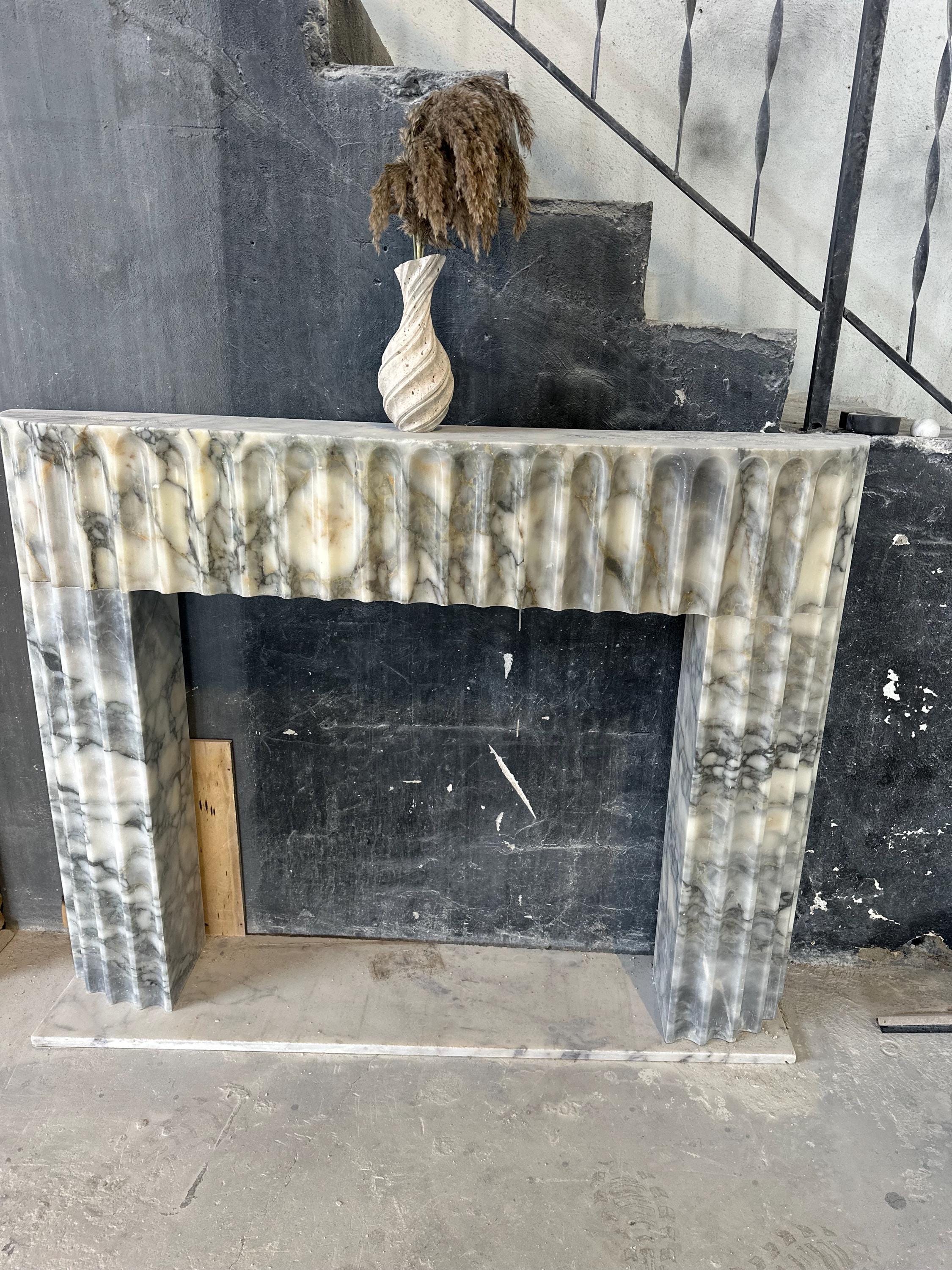 Handmade Calacatta Monet Marble Fireplace Mantel - Fully Customizable