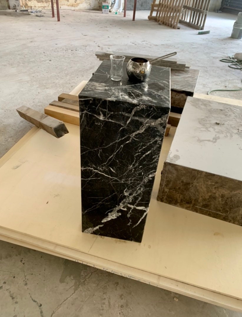 Nero Marquina Black Marble Side Table: Custom Order