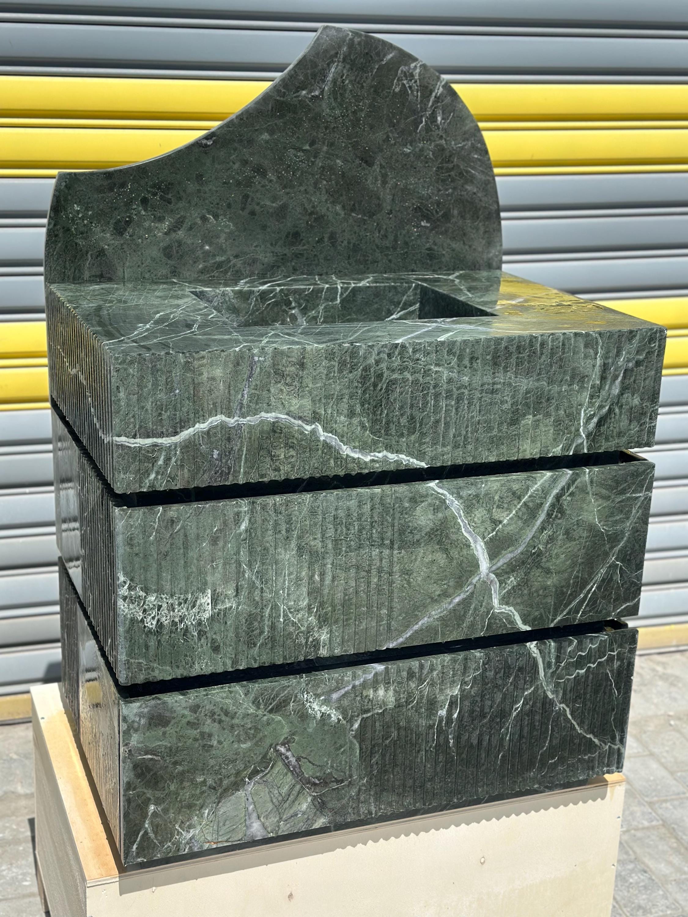 Handmade Verde Green Marble Vanity Sink with Drawers