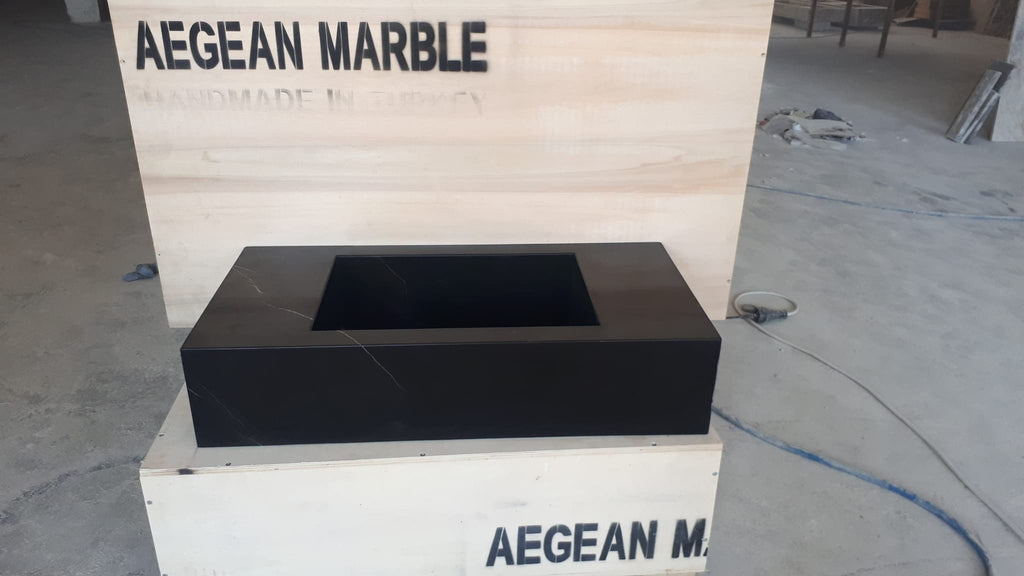 Nero Marquina Black Marble Sink: Customizable Wall Mount Washbasin