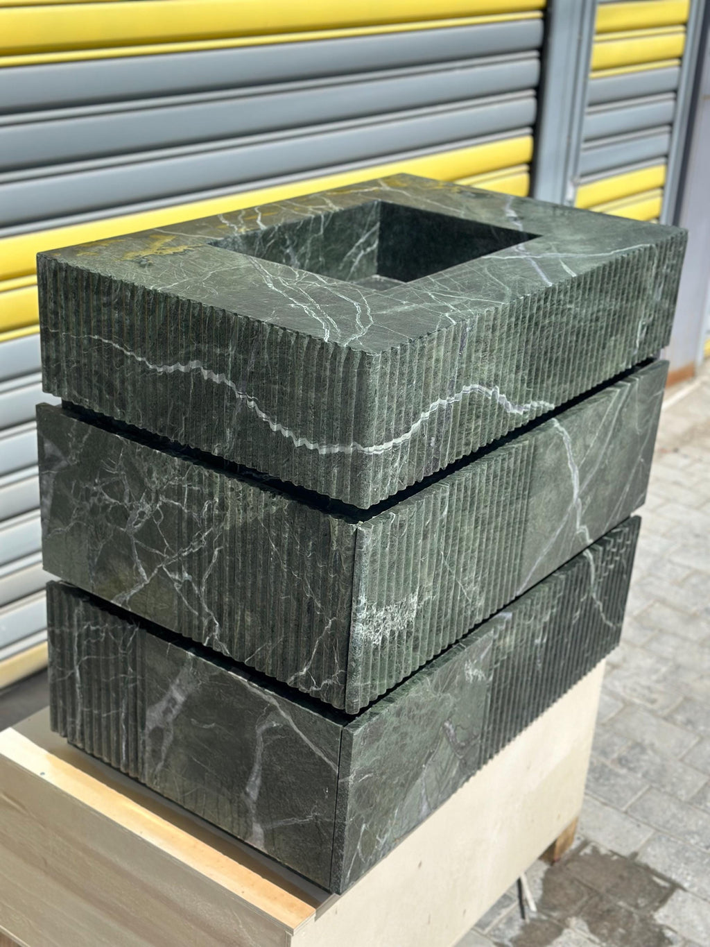Handmade Verde Green Marble Vanity Sink with Drawers