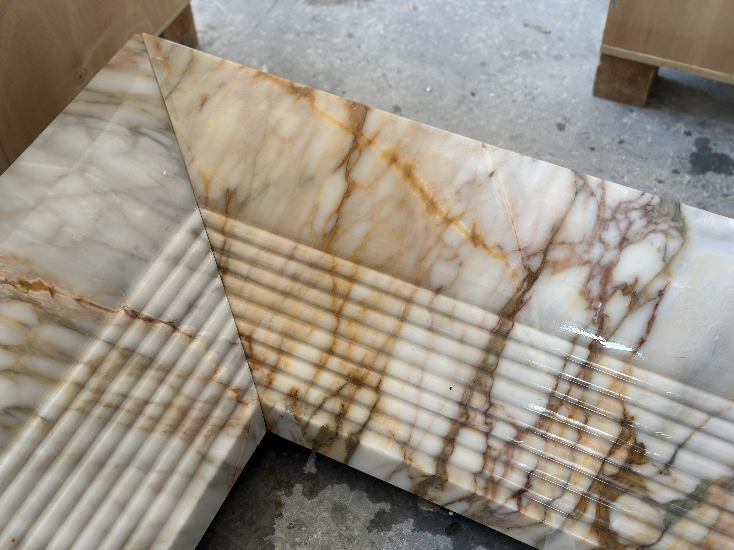 Hand Carved Calacatta Viola Marble Fireplace Mantel: Custom Order