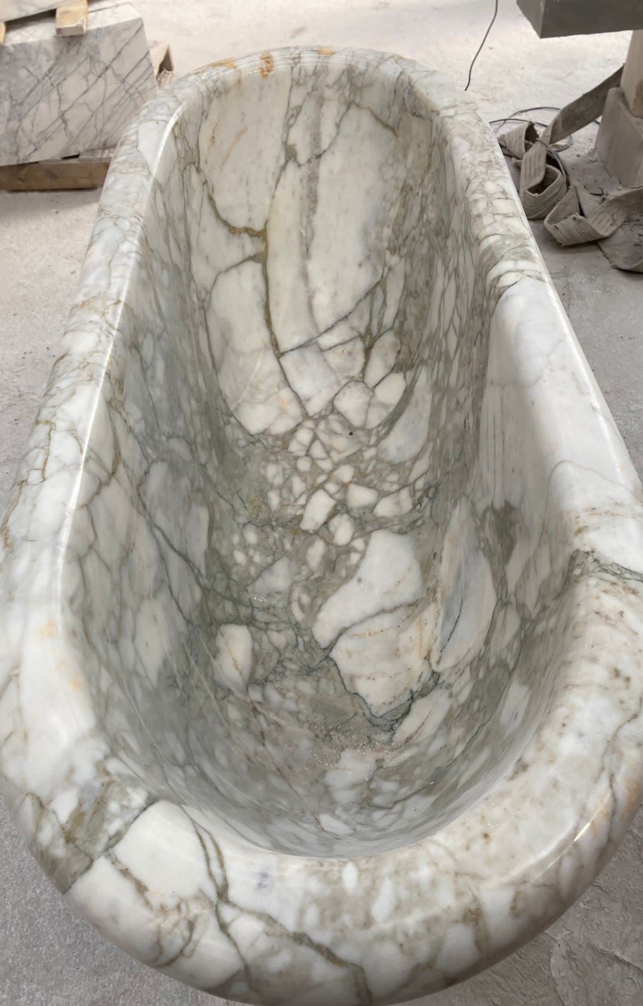 Calacatta Monet Marble Bathtub - 70” Handcrafted Stone Tub