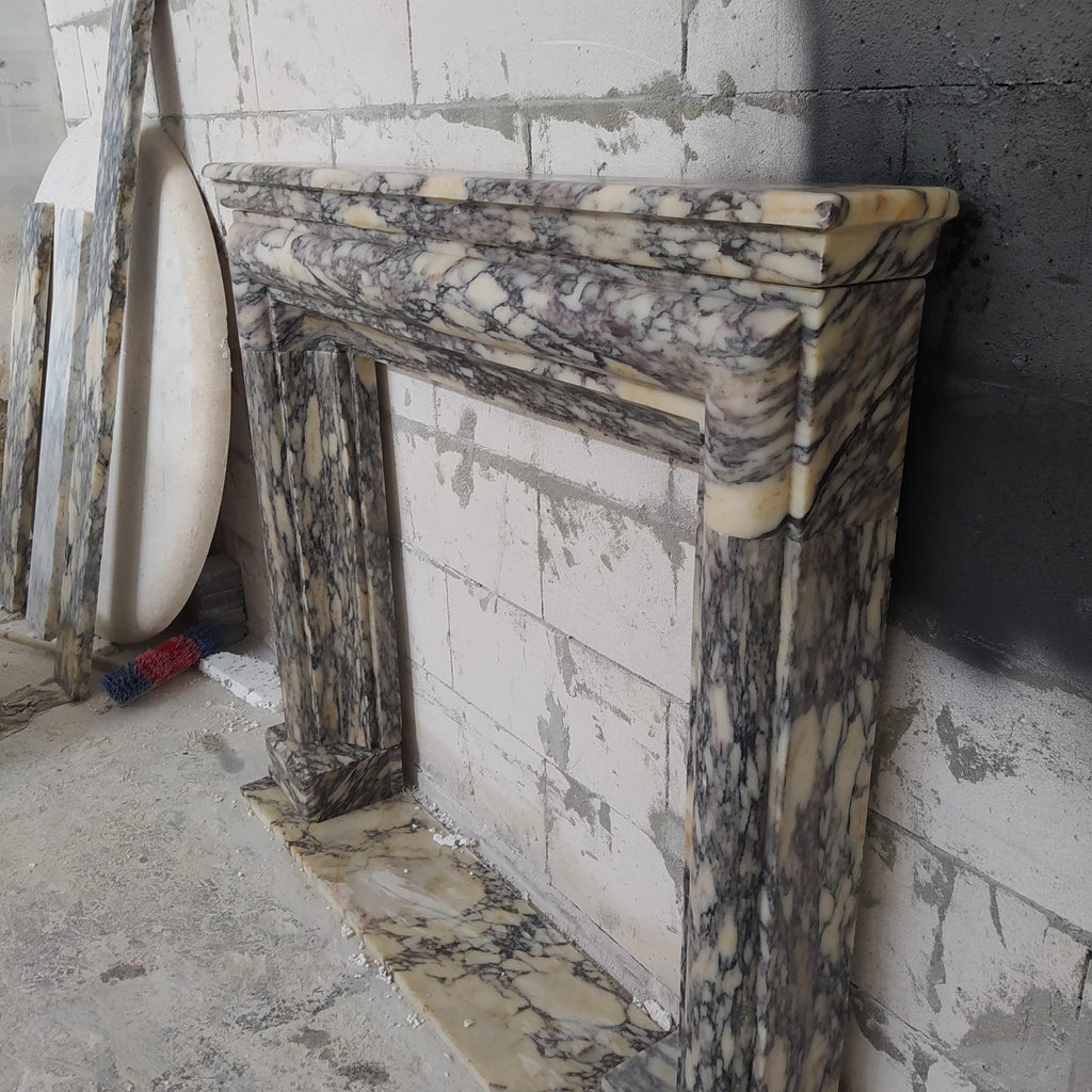 Hand Carved Calacatta Viola Marble Fireplace Mantel