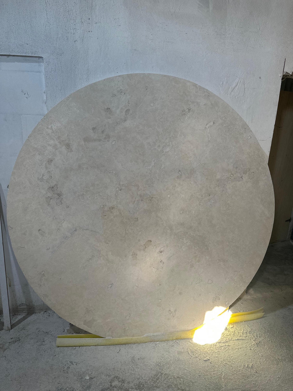 Travertine Marble Dining Table: Vein Cut with Hexagonal Base