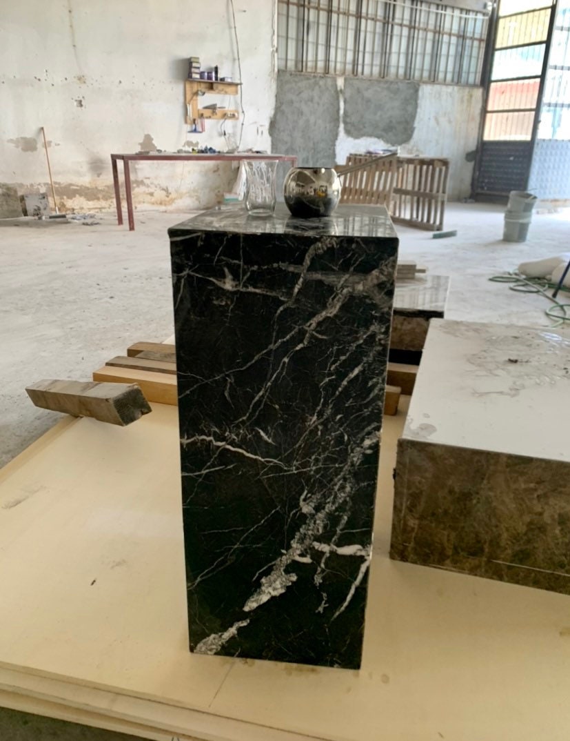 Nero Marquina Black Marble Side Table: Custom Order