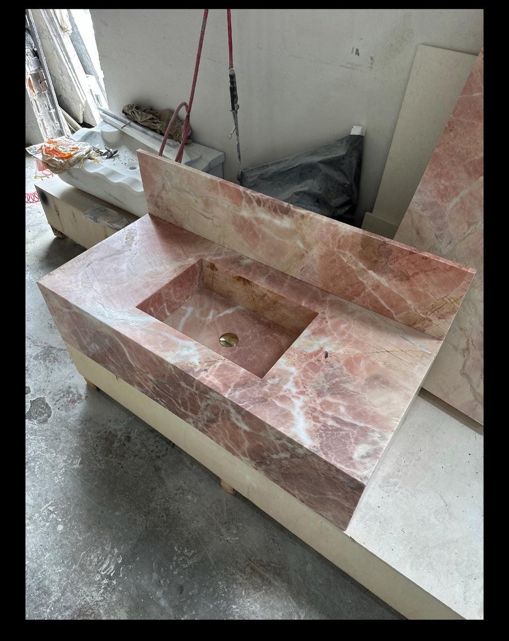 Handmade Pink Marble Sink, Pink Stone Basin, Fully Customizable