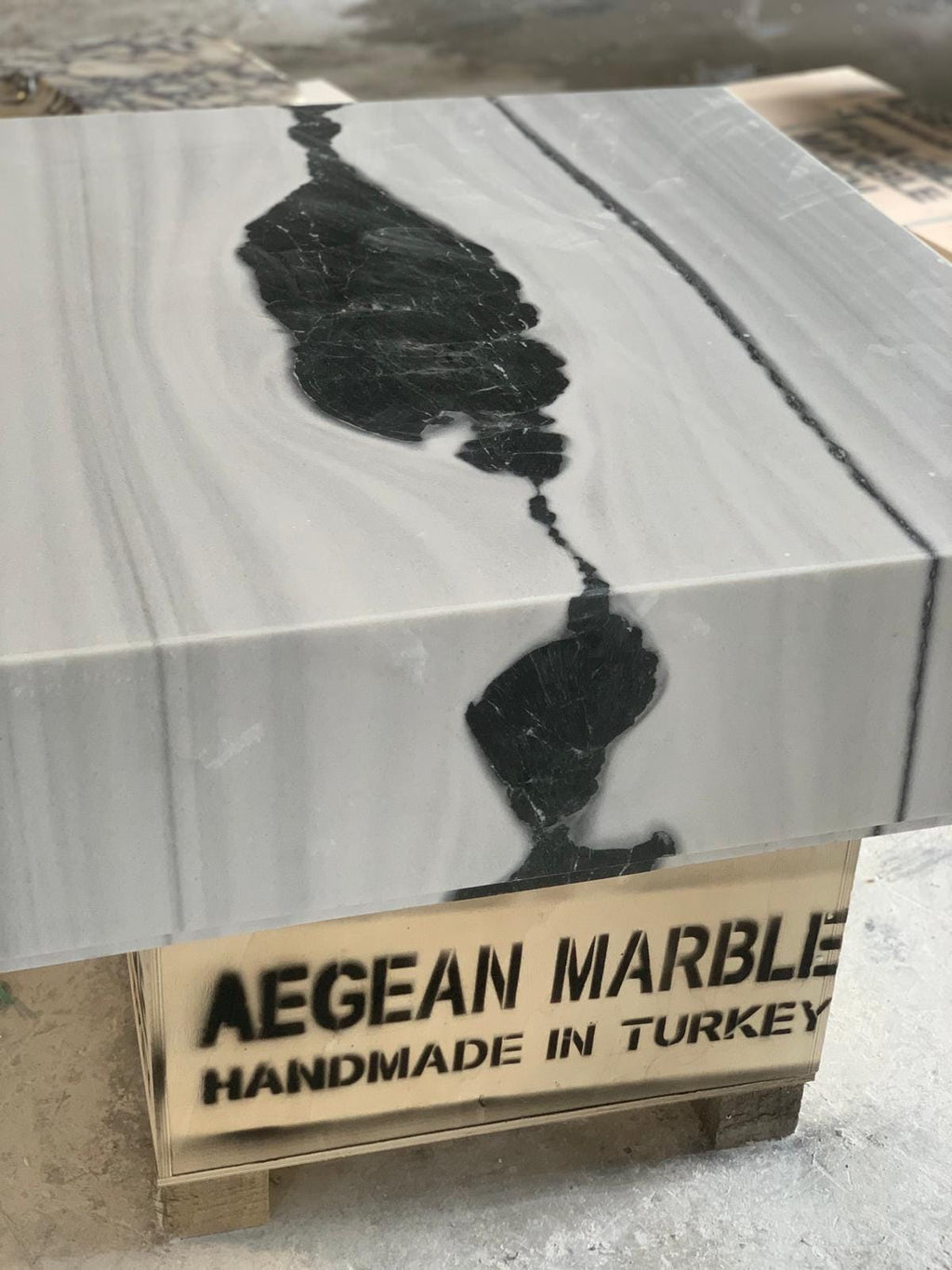Panda Marble Coffee Table, Modern Side Table (48” X 48” X 18”
