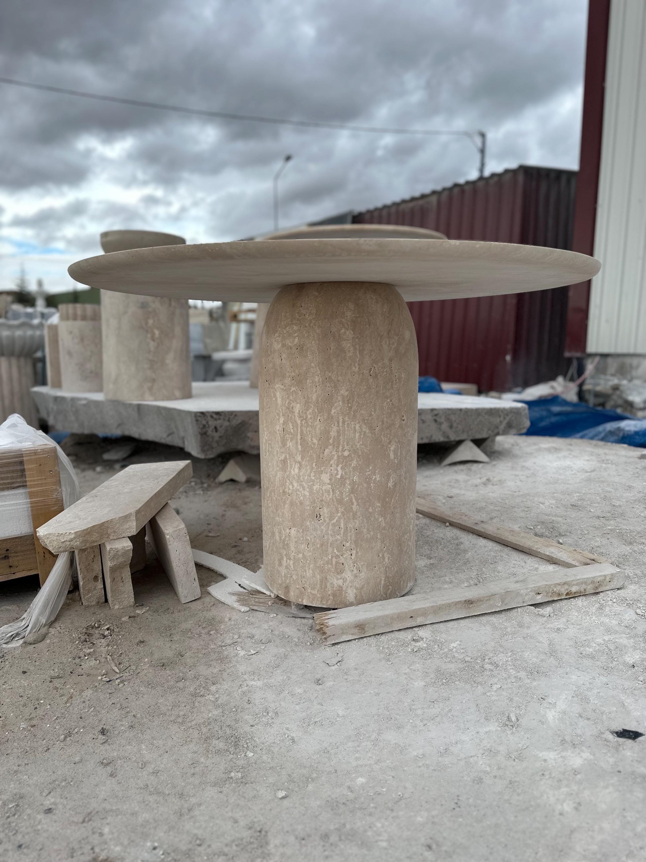 Made to order, Fully Customizable Travertine Marble Dining Table