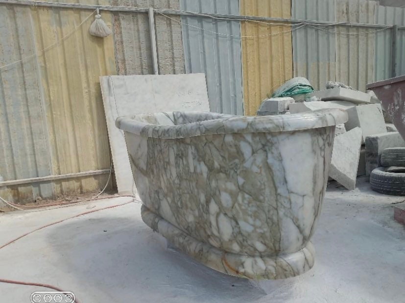 Calacatta Monet Marble Bathtub - 70” Handcrafted Stone Tub