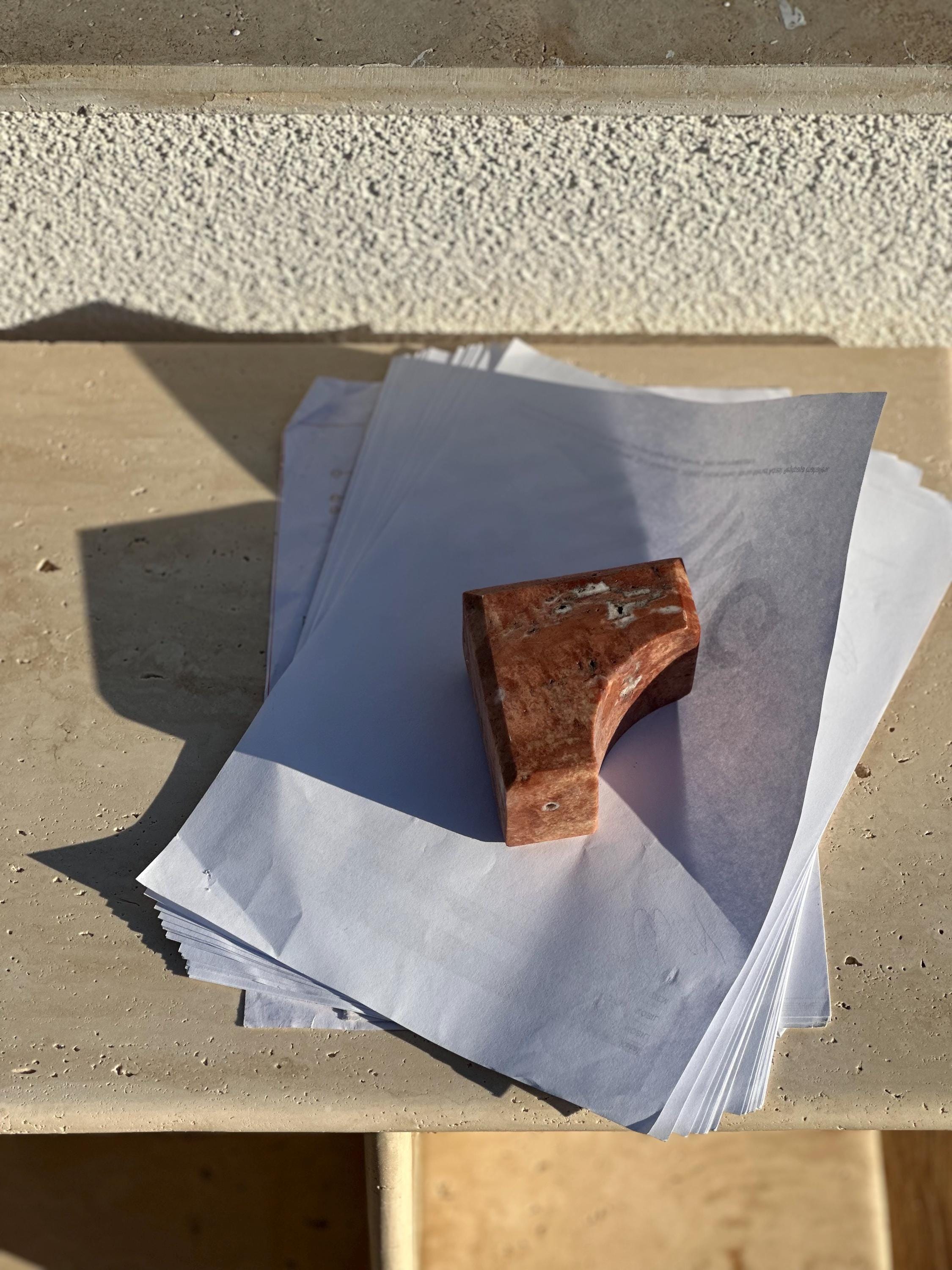 Handcrafted Marble Bookend: Natural Stone Paperweight Door Stopper
