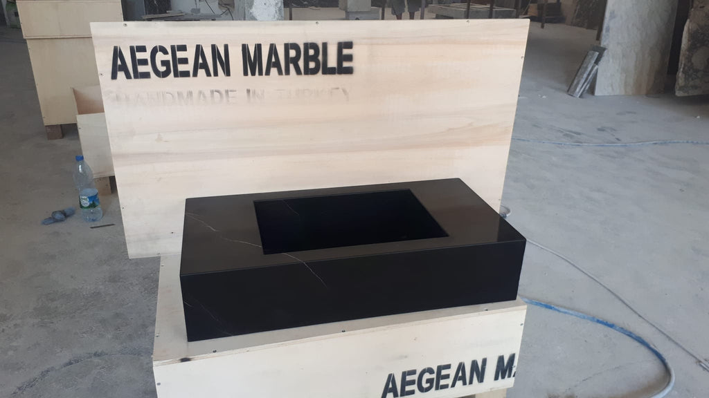 Nero Marquina Black Marble Sink: Customizable Wall Mount Washbasin