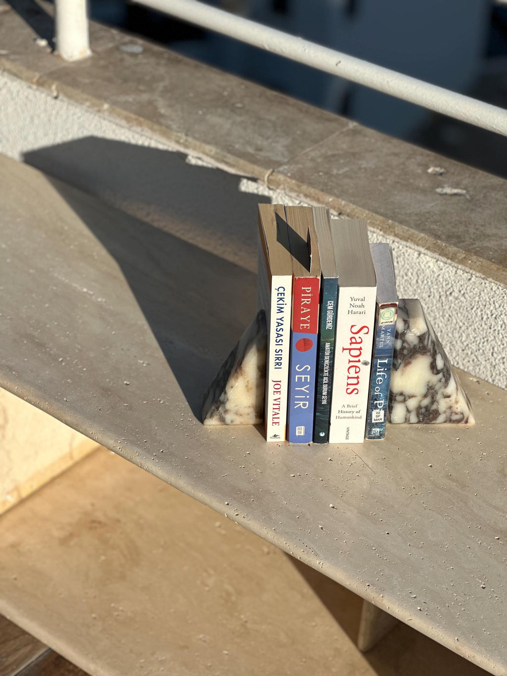 Handcrafted Marble Bookend: Natural Stone Paperweight Door Stopper