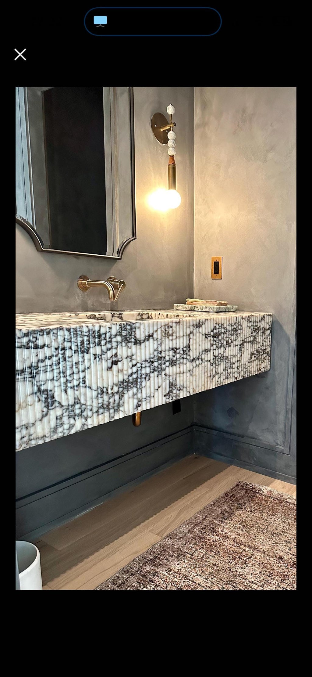 Calacatta Viola Marble Sink With Ribbed Apron, Handmade, Fully Customizable