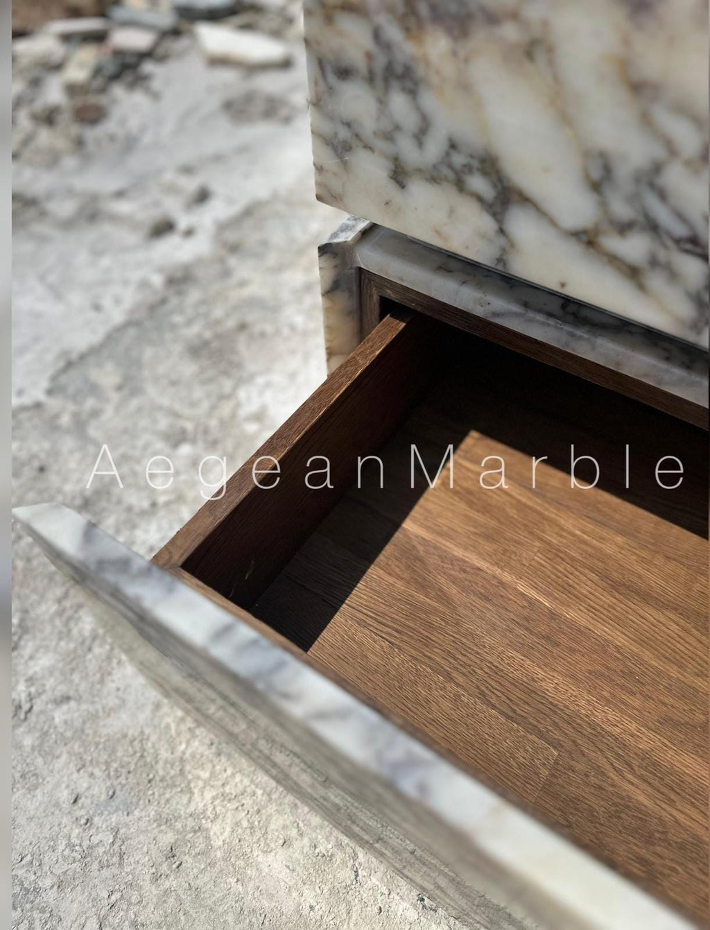 Calacatta Viola Marble Vanity with Sink: Handmade Stone Cabinet