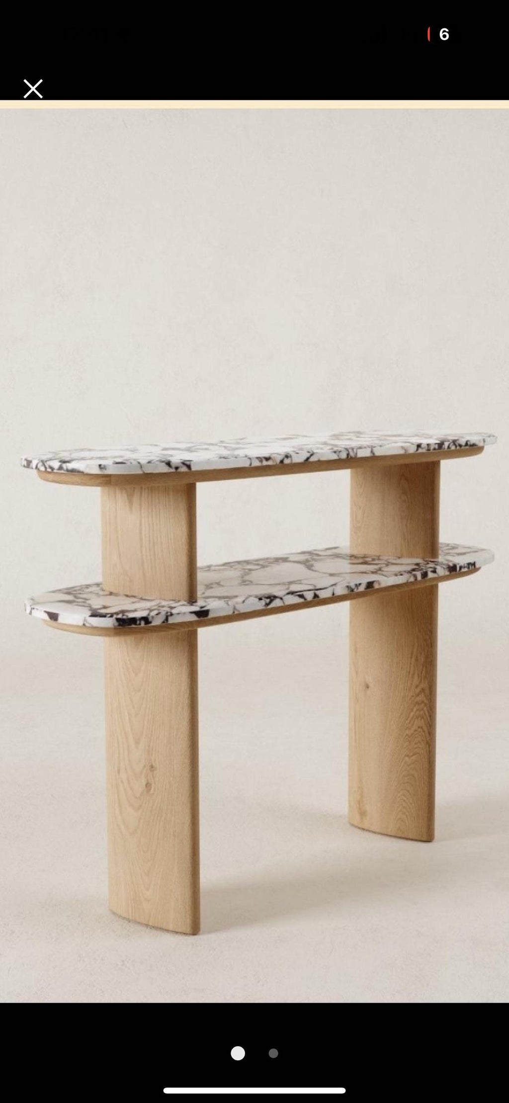 Handmade Calacatta Viola Marble & Oak Console Table - Modern Entryway Accent Shelf