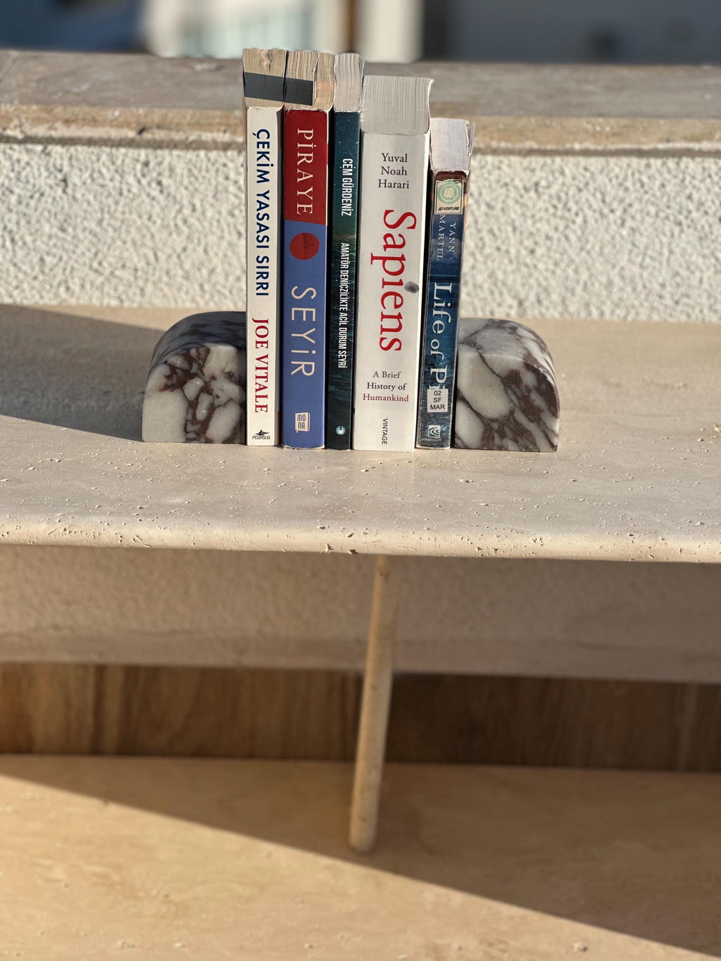 Handcrafted Marble Bookend: Natural Stone Paperweight Door Stopper