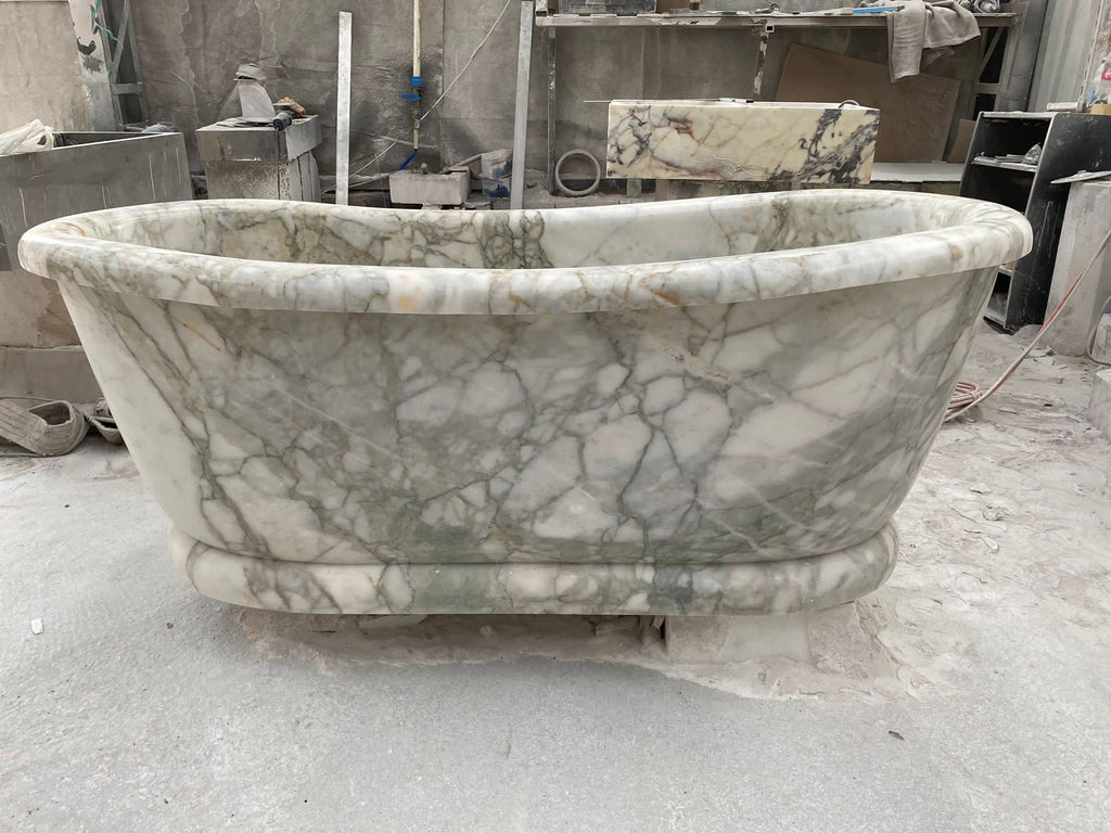 Calacatta Monet Marble Bathtub - 70” Handcrafted Stone Tub