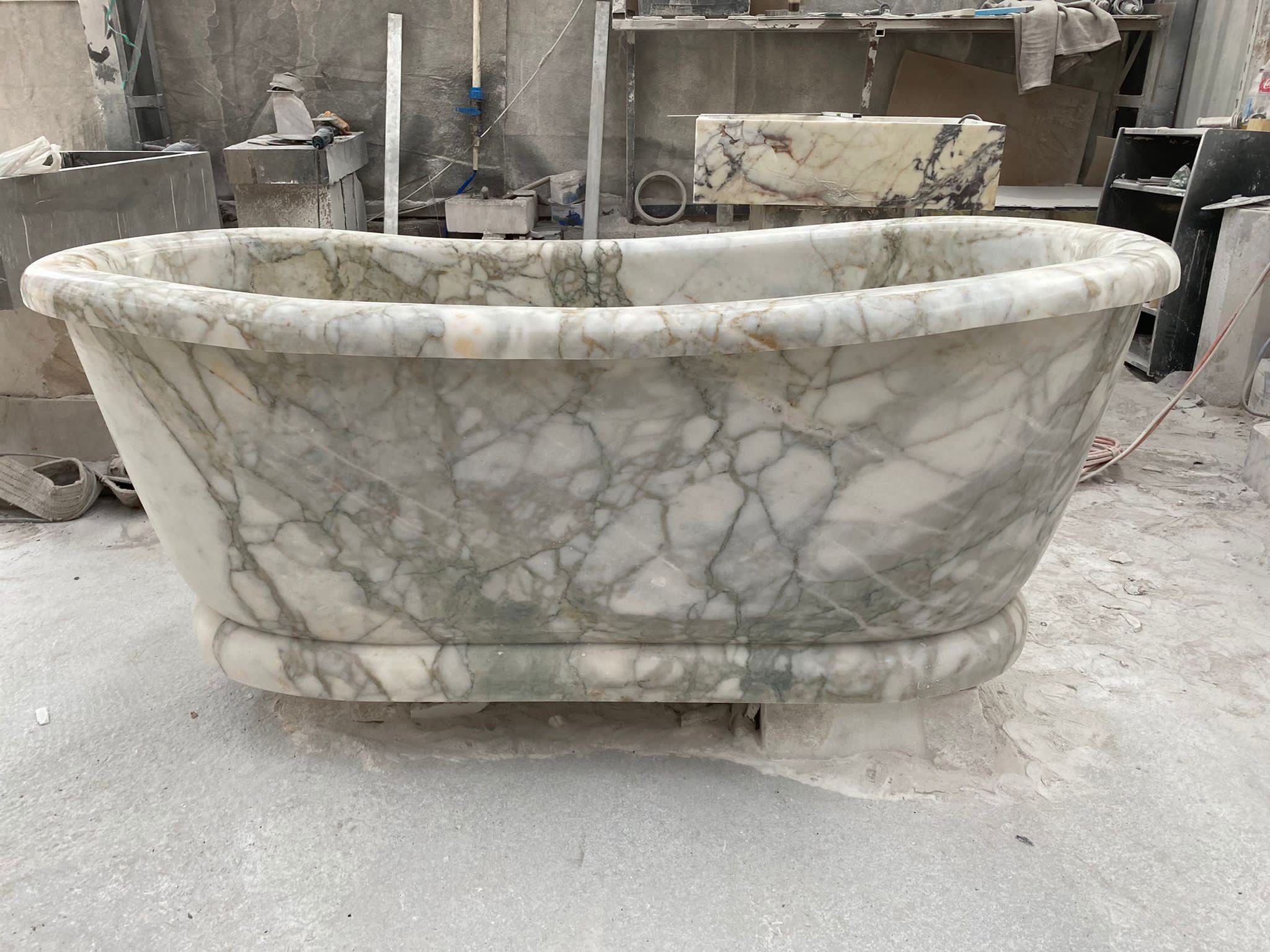 Calacatta Monet Marble Bathtub - 70” Handcrafted Stone Tub