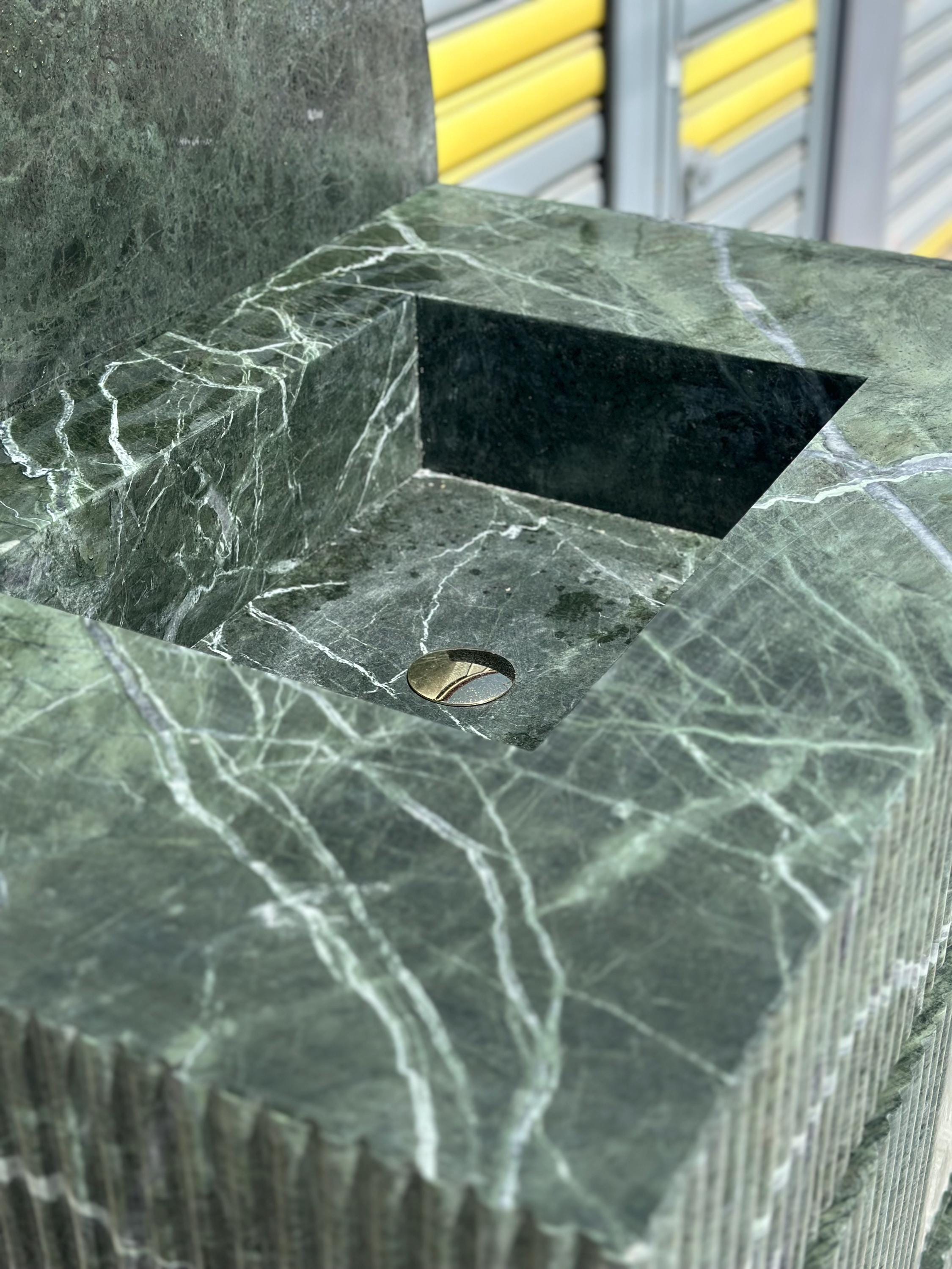 Handmade Verde Green Marble Vanity Sink with Drawers