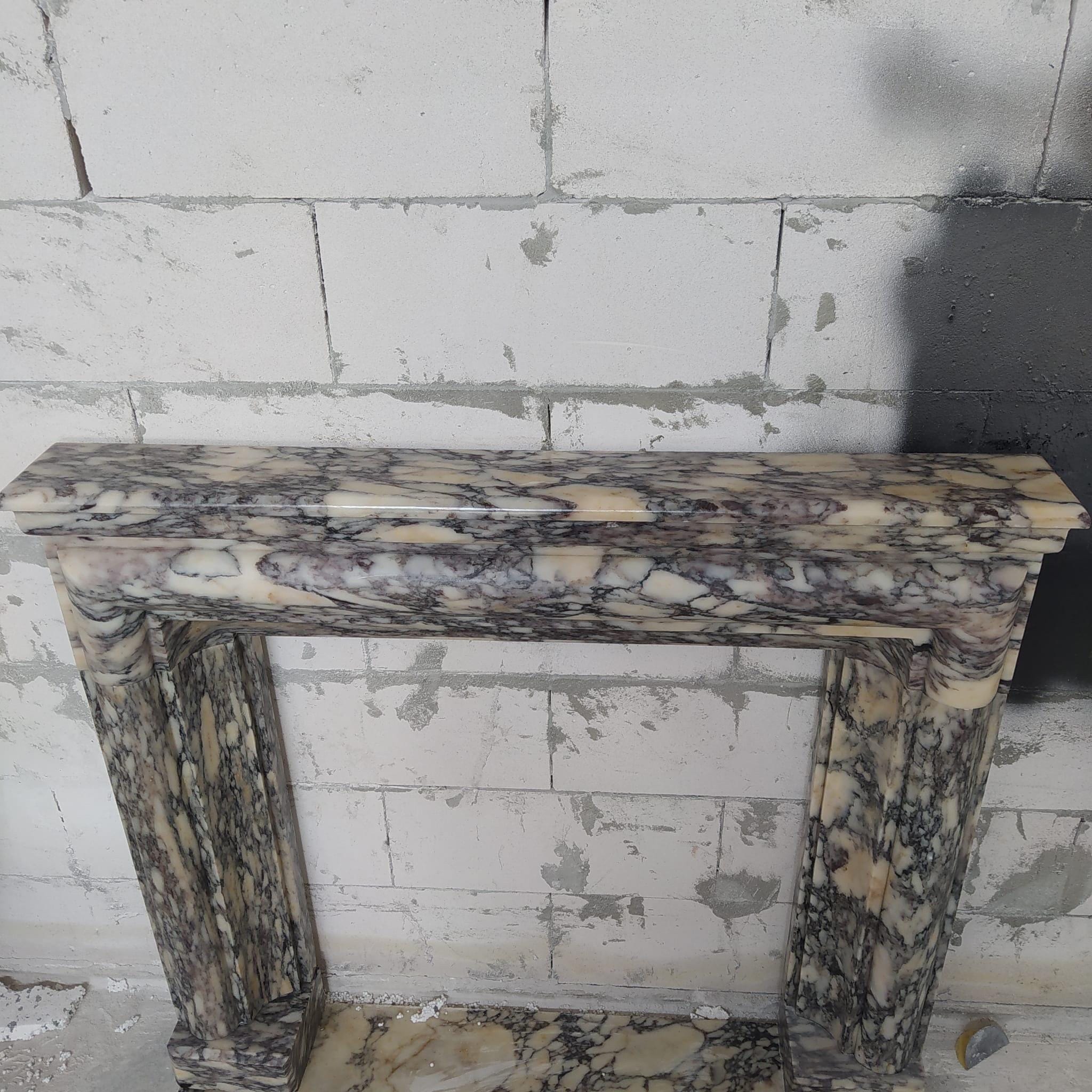 Hand Carved Calacatta Viola Marble Fireplace Mantel