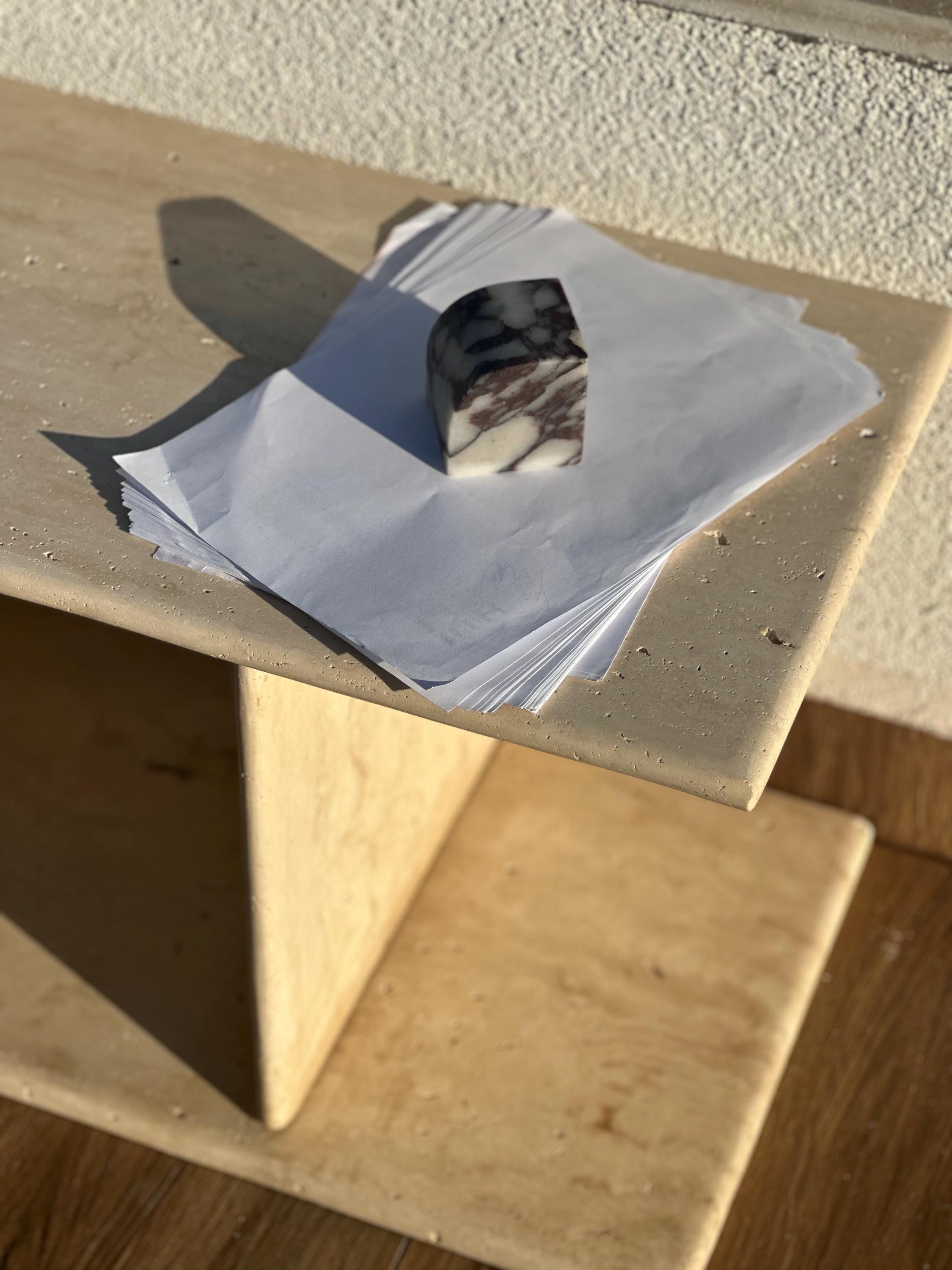 Handcrafted Marble Bookend: Natural Stone Paperweight Door Stopper