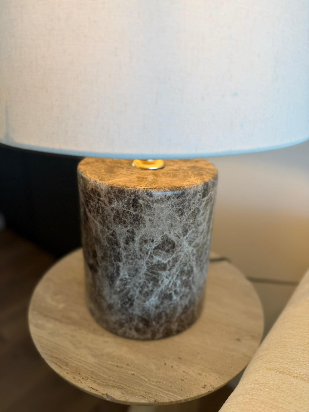 Handmade Dark Emperador Marble Table Lamp – Luxury Stone Lamp