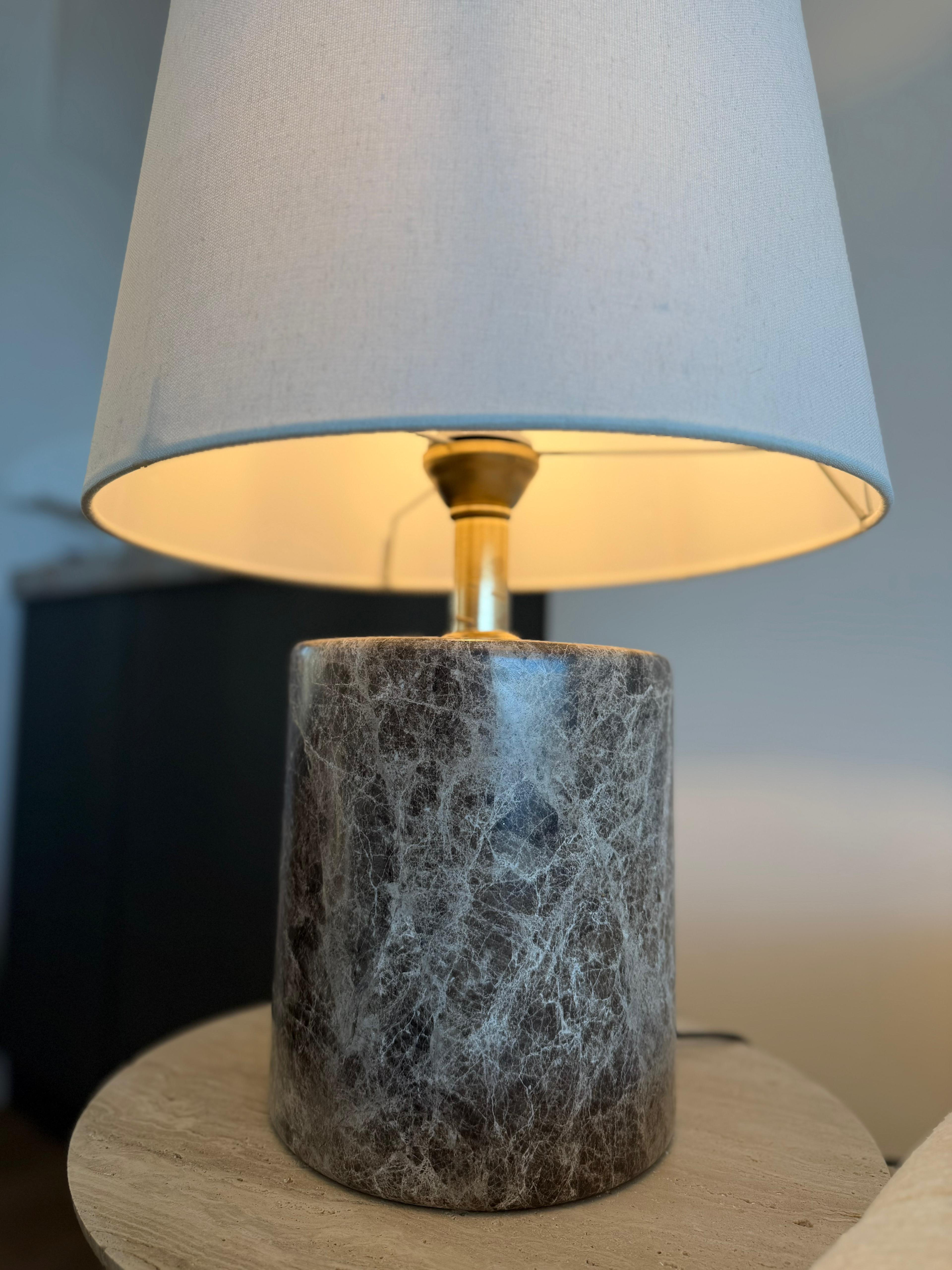 Handmade Dark Emperador Marble Table Lamp – Luxury Stone Lamp