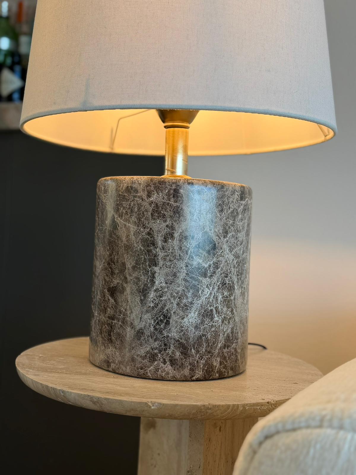 Handmade Dark Emperador Marble Table Lamp – Luxury Stone Lamp