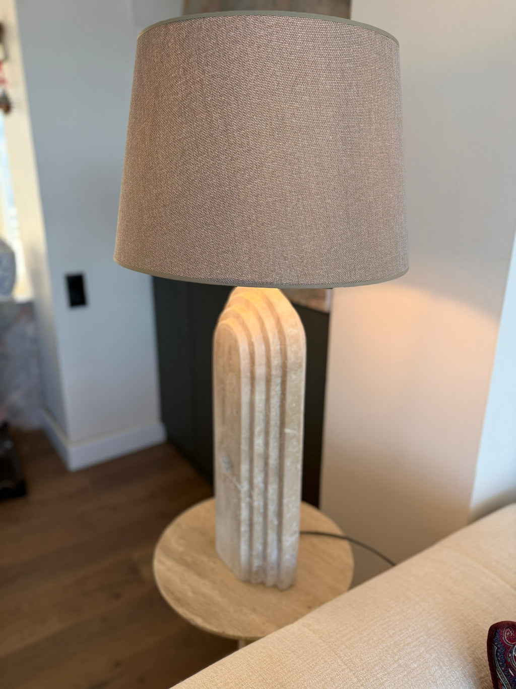 Handmade Travertine Marble Table Lamp – Natural Stone Lamp