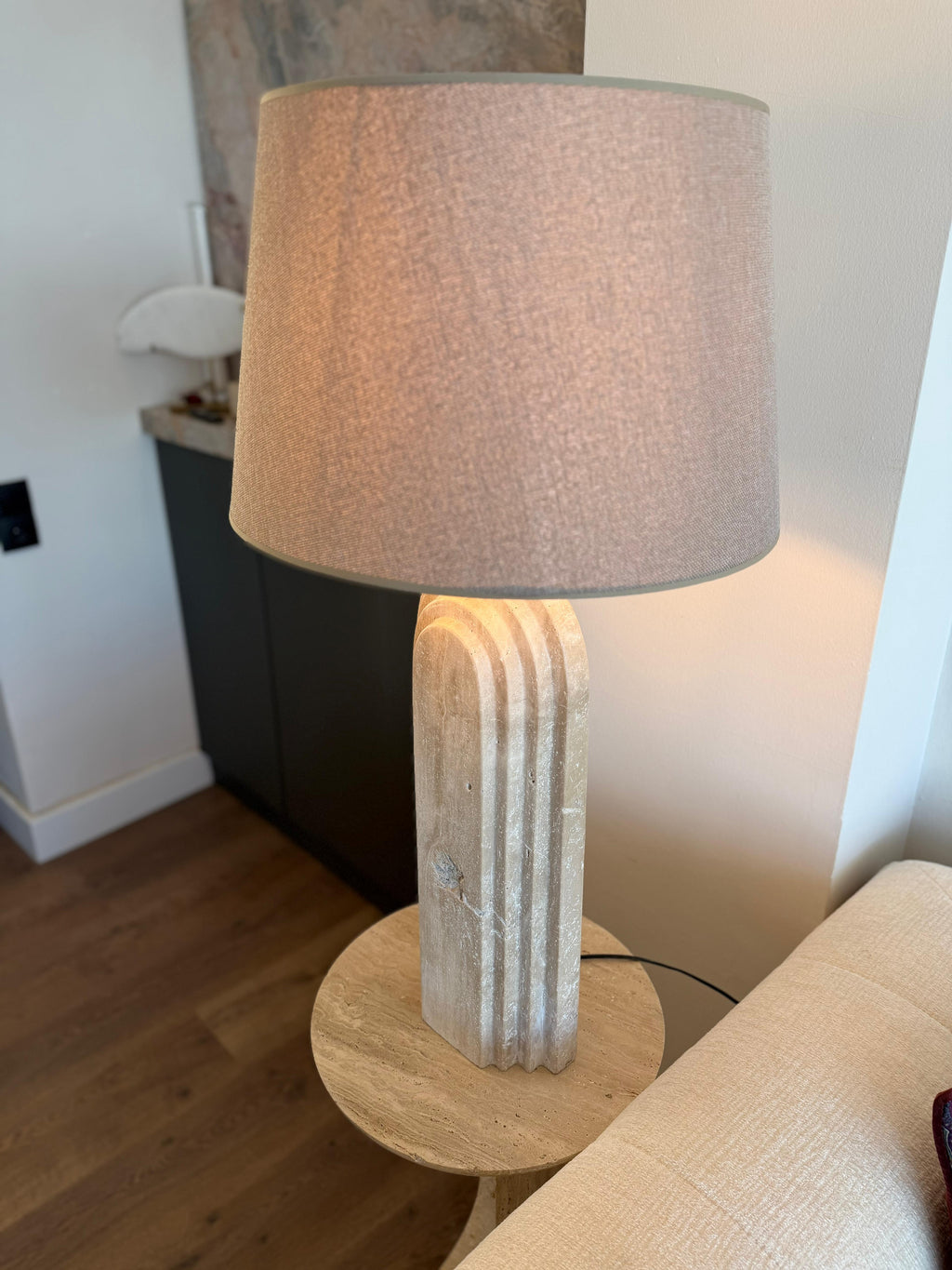 Handmade Travertine Marble Table Lamp – Natural Stone Lamp