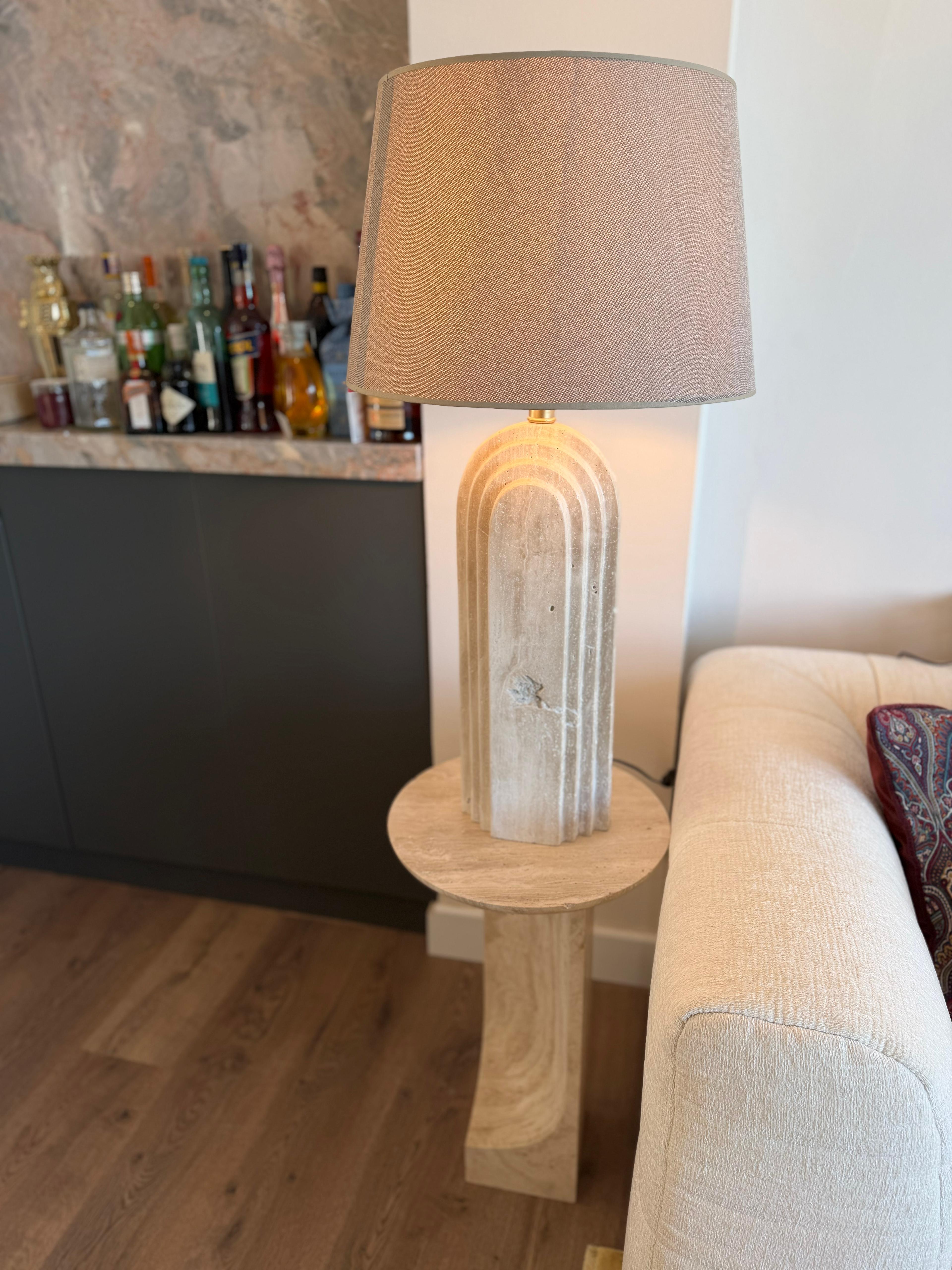 Handmade Travertine Marble Table Lamp – Natural Stone Lamp