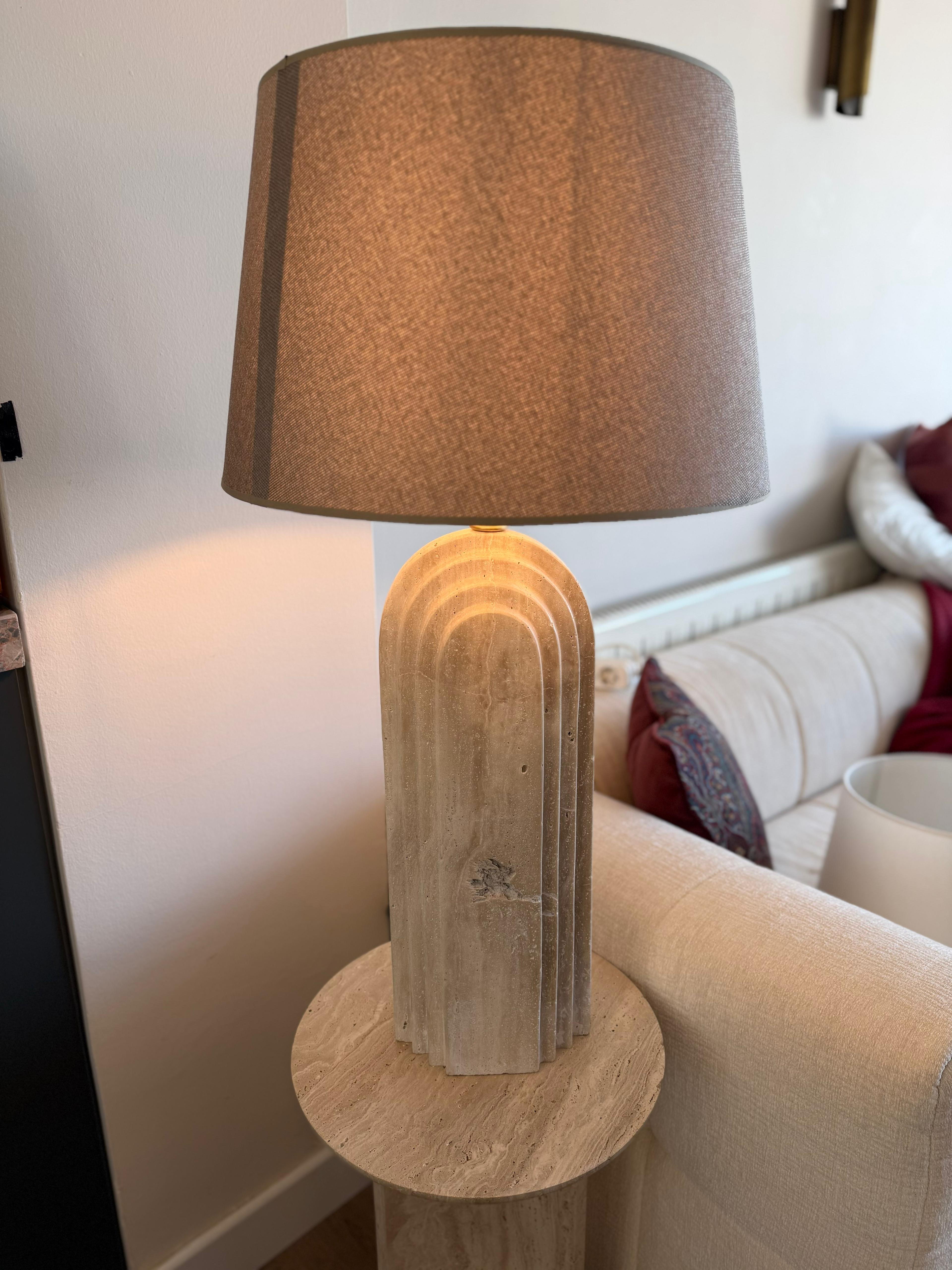 Handmade Travertine Marble Table Lamp – Natural Stone Lamp