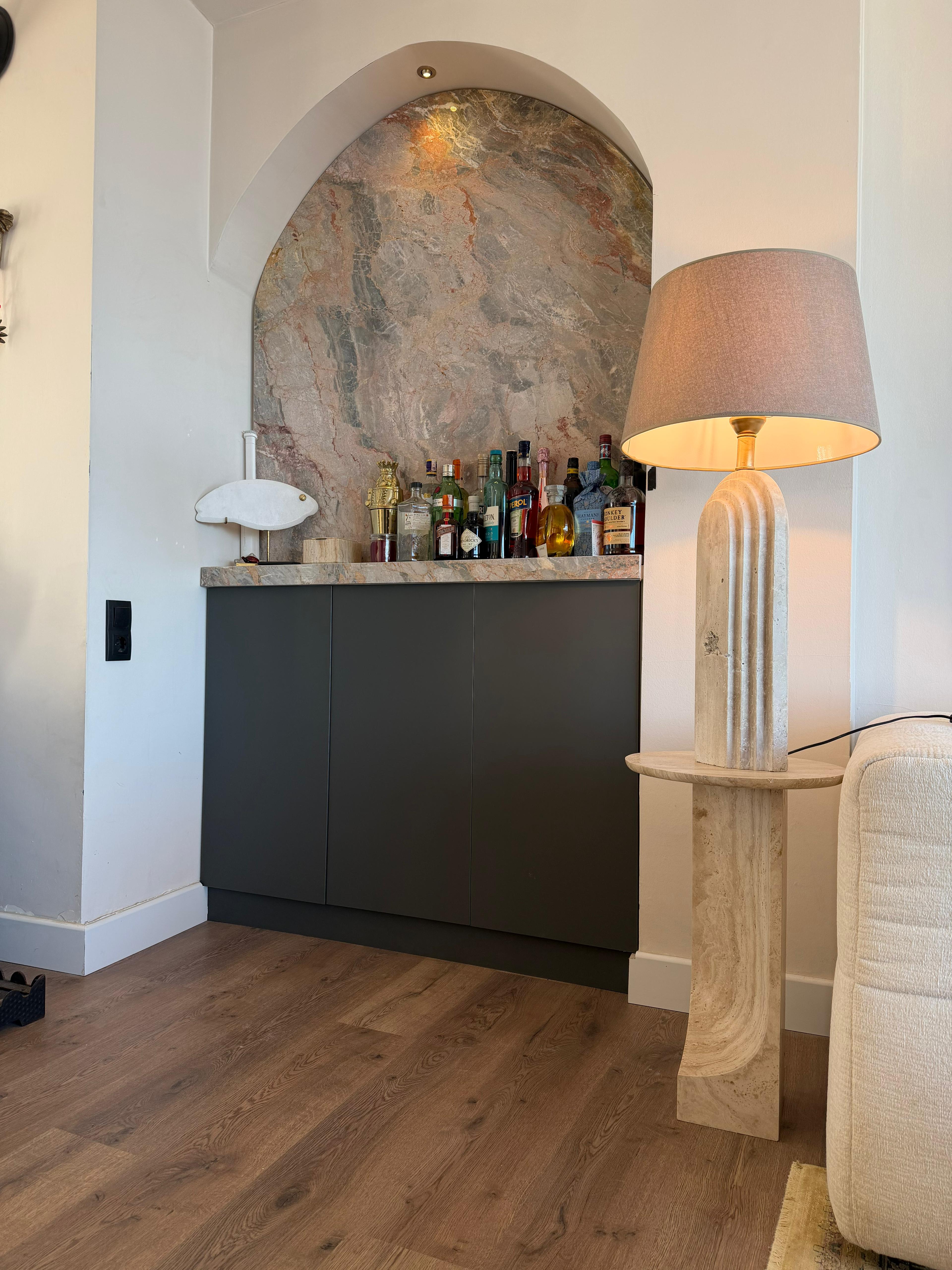 Handmade Travertine Marble Table Lamp – Natural Stone Lamp