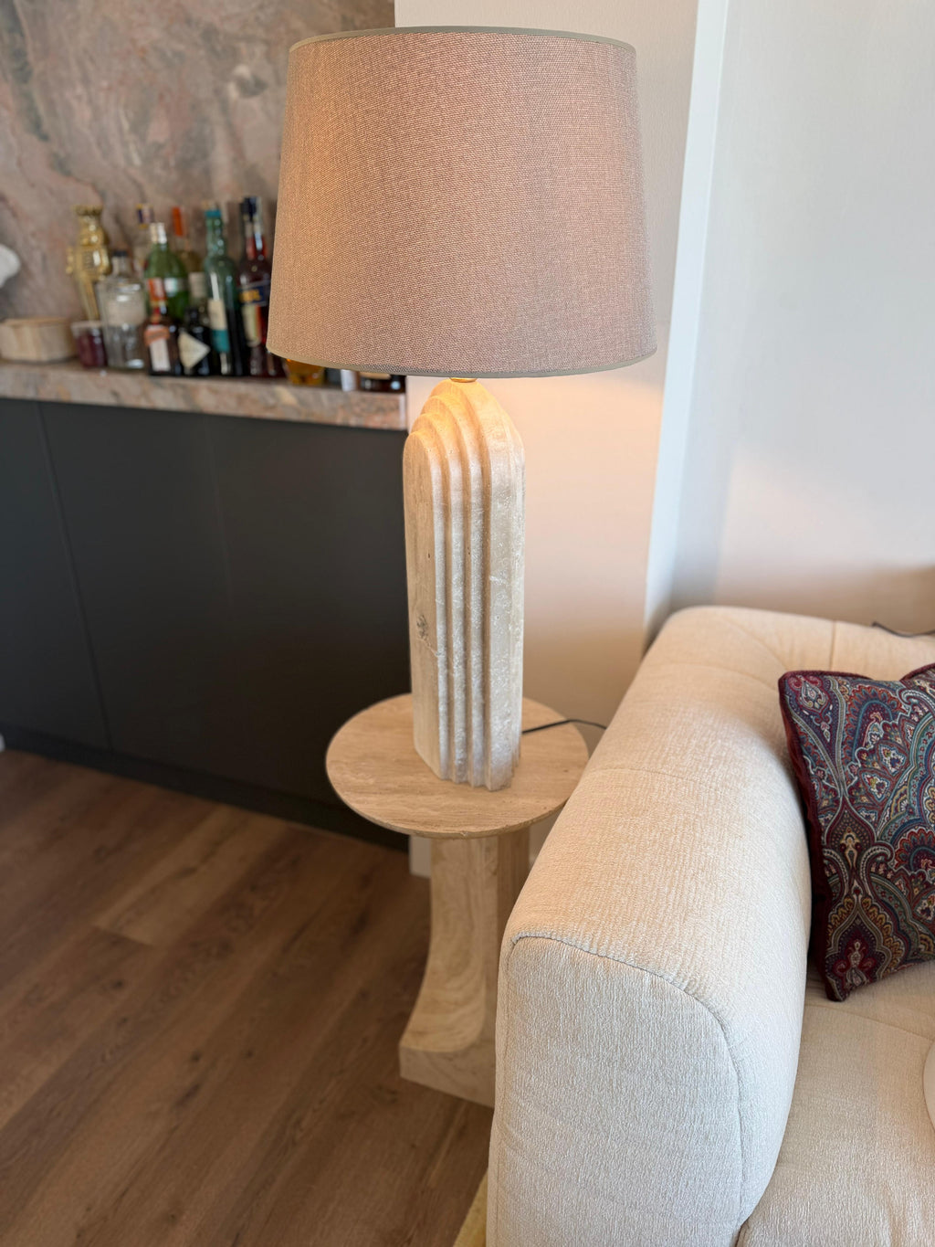 Handmade Travertine Marble Table Lamp – Natural Stone Lamp